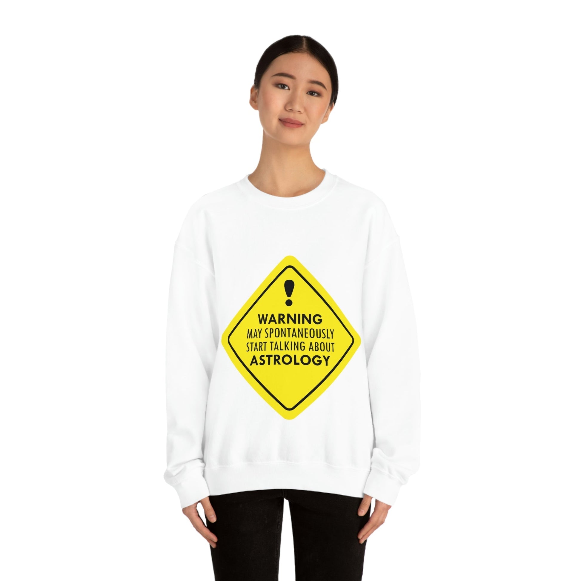 Warning May Spontaneously Start Talking About Astrology Zodiac Sign Unisex Heavy Blend™ Crewneck Sweatshirt Ichaku [Perfect Gifts Selection]