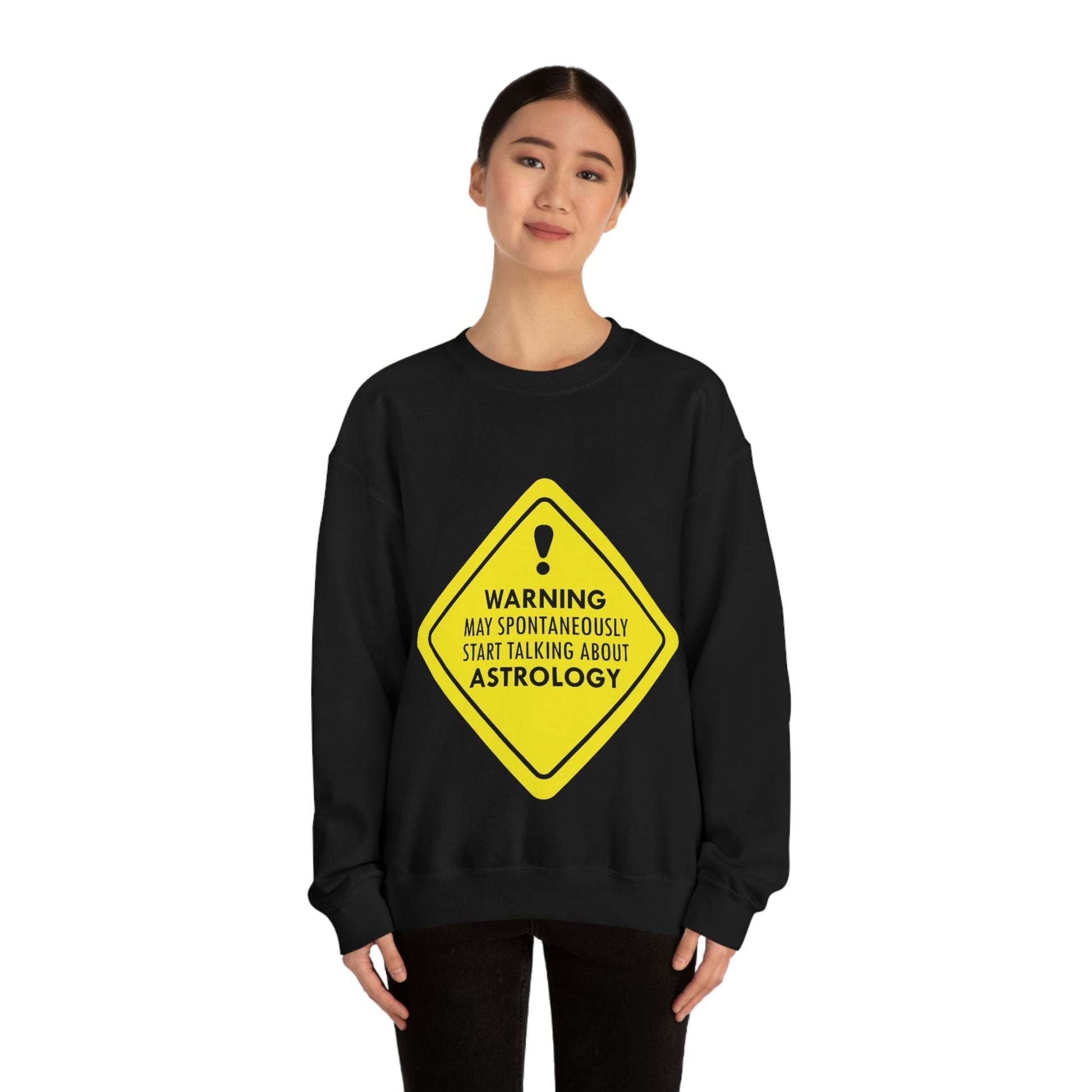 Warning May Spontaneously Start Talking About Astrology Zodiac Sign Unisex Heavy Blend™ Crewneck Sweatshirt Ichaku [Perfect Gifts Selection]