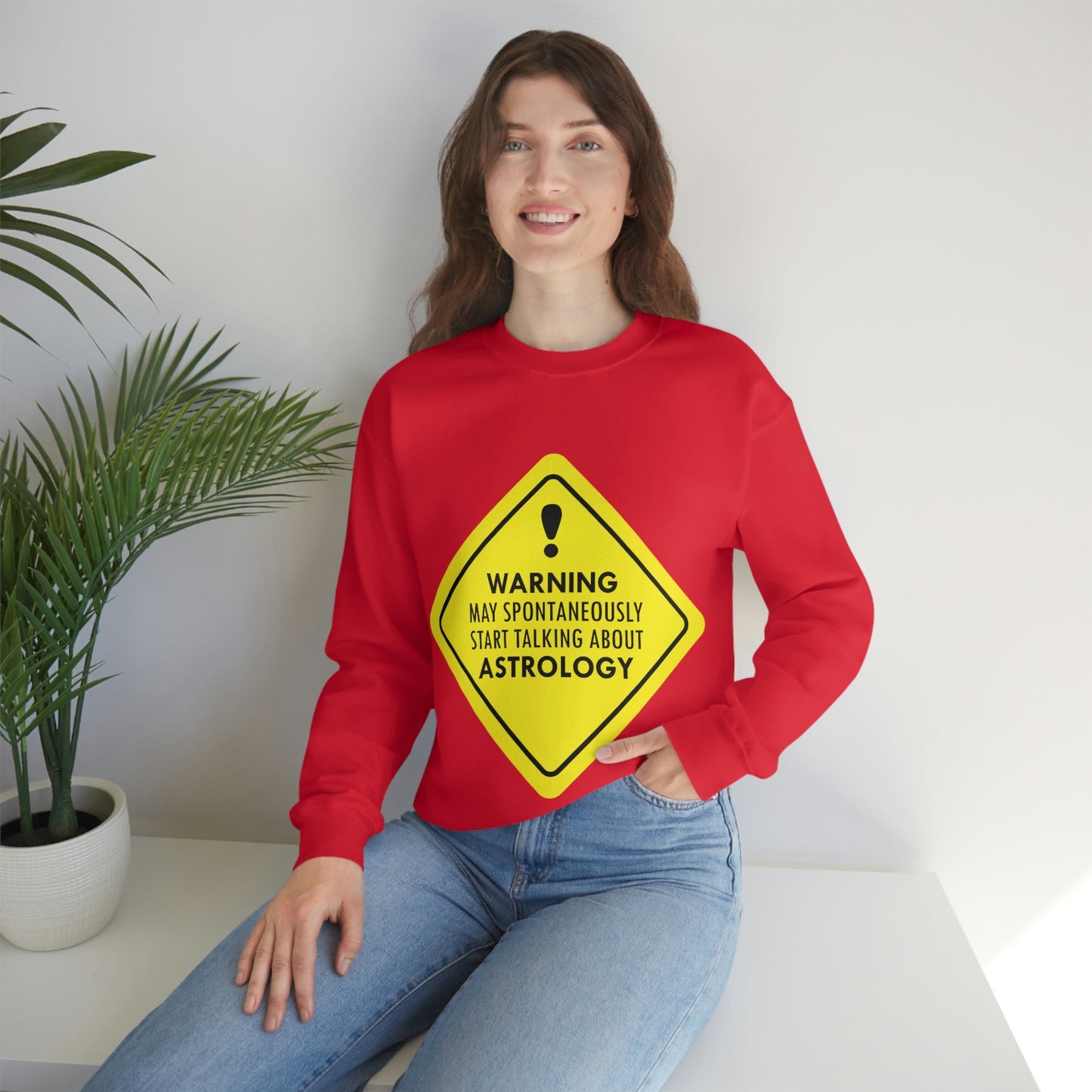 Warning May Spontaneously Start Talking About Astrology Zodiac Sign Unisex Heavy Blend™ Crewneck Sweatshirt Ichaku [Perfect Gifts Selection]