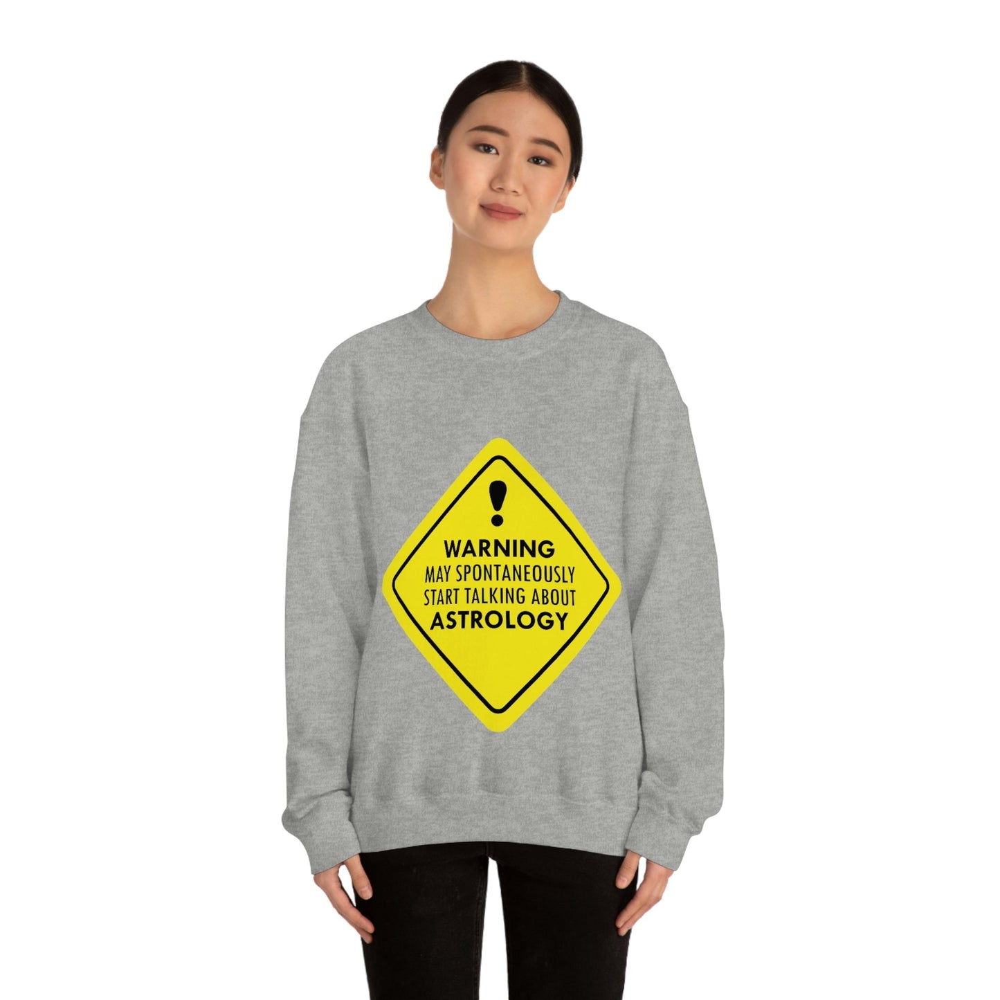 Warning May Spontaneously Start Talking About Astrology Zodiac Sign Unisex Heavy Blend™ Crewneck Sweatshirt Ichaku [Perfect Gifts Selection]