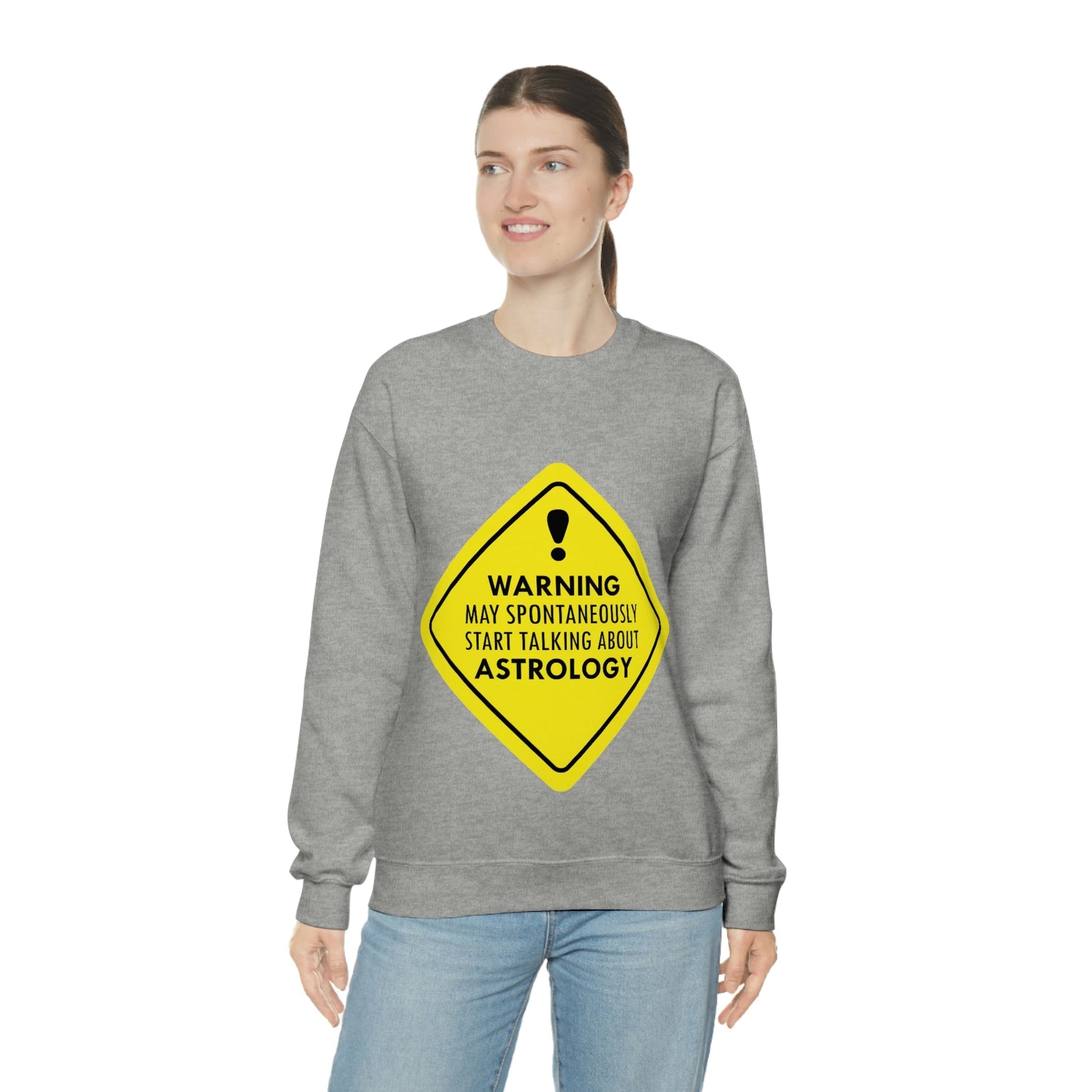 Warning May Spontaneously Start Talking About Astrology Zodiac Sign Unisex Heavy Blend™ Crewneck Sweatshirt Ichaku [Perfect Gifts Selection]