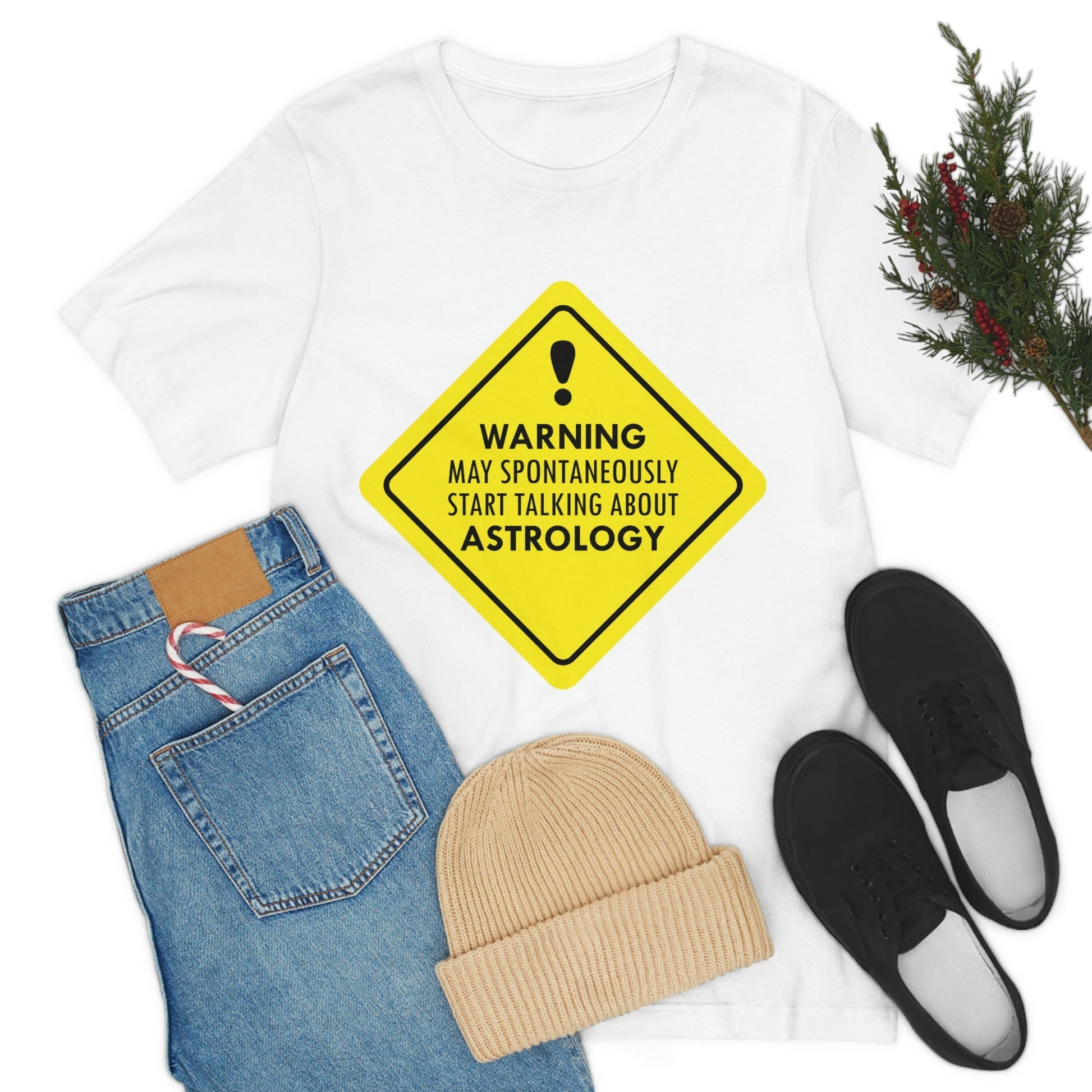 Warning May Spontaneously Start Talking About Astrology Zodiac Sign Unisex Jersey Short Sleeve T-Shirt Ichaku [Perfect Gifts Selection]