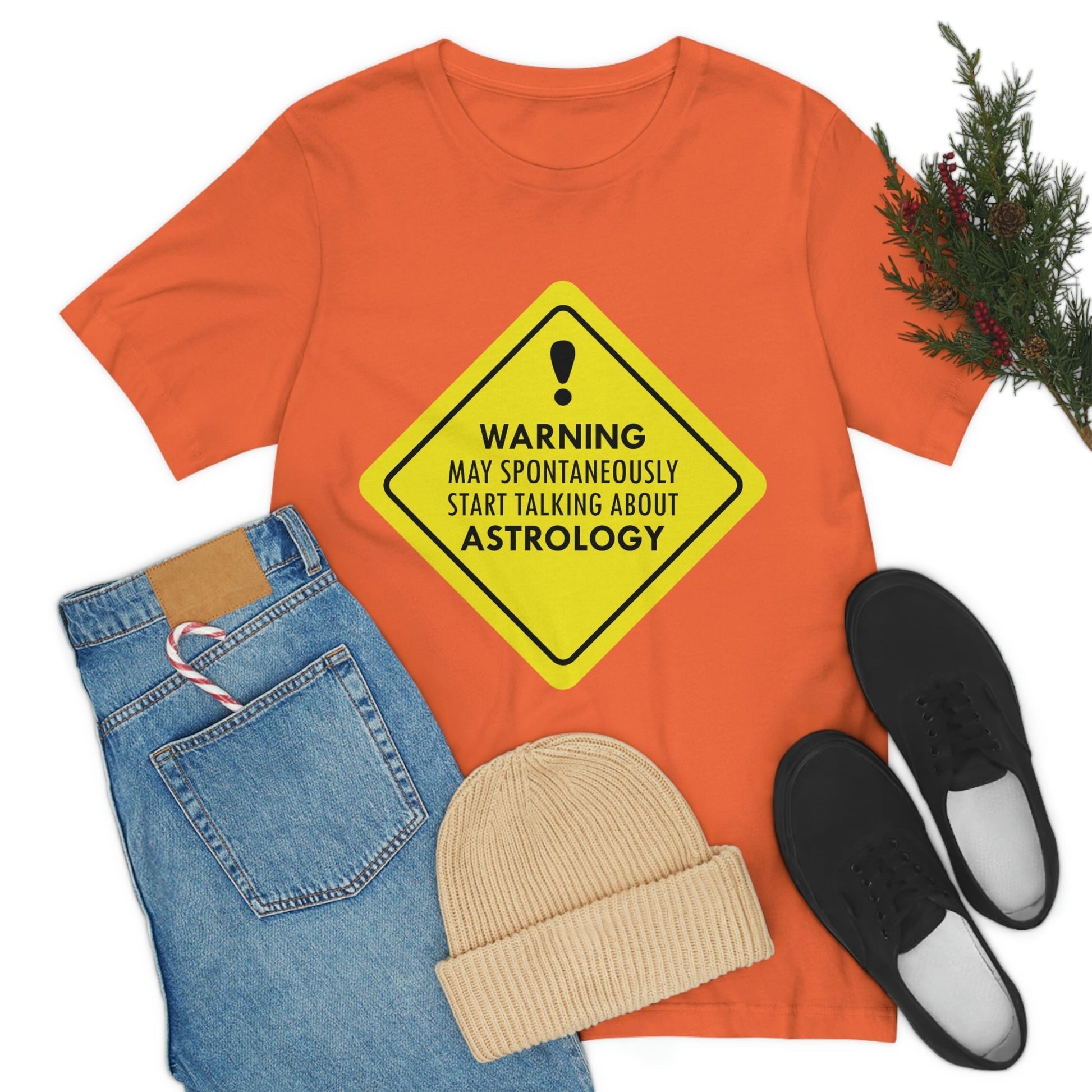 Warning May Spontaneously Start Talking About Astrology Zodiac Sign Unisex Jersey Short Sleeve T-Shirt Ichaku [Perfect Gifts Selection]