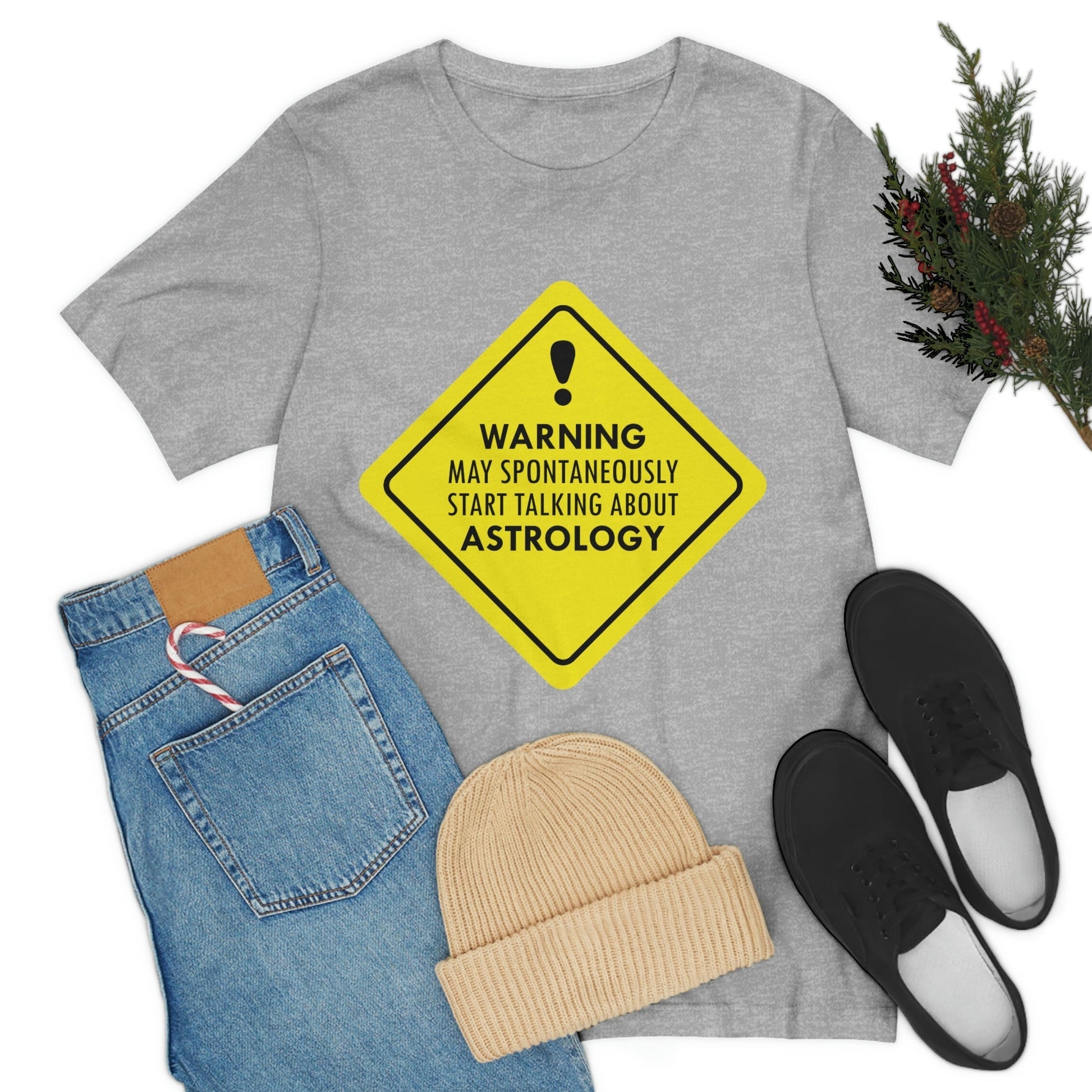 Warning May Spontaneously Start Talking About Astrology Zodiac Sign Unisex Jersey Short Sleeve T-Shirt Ichaku [Perfect Gifts Selection]