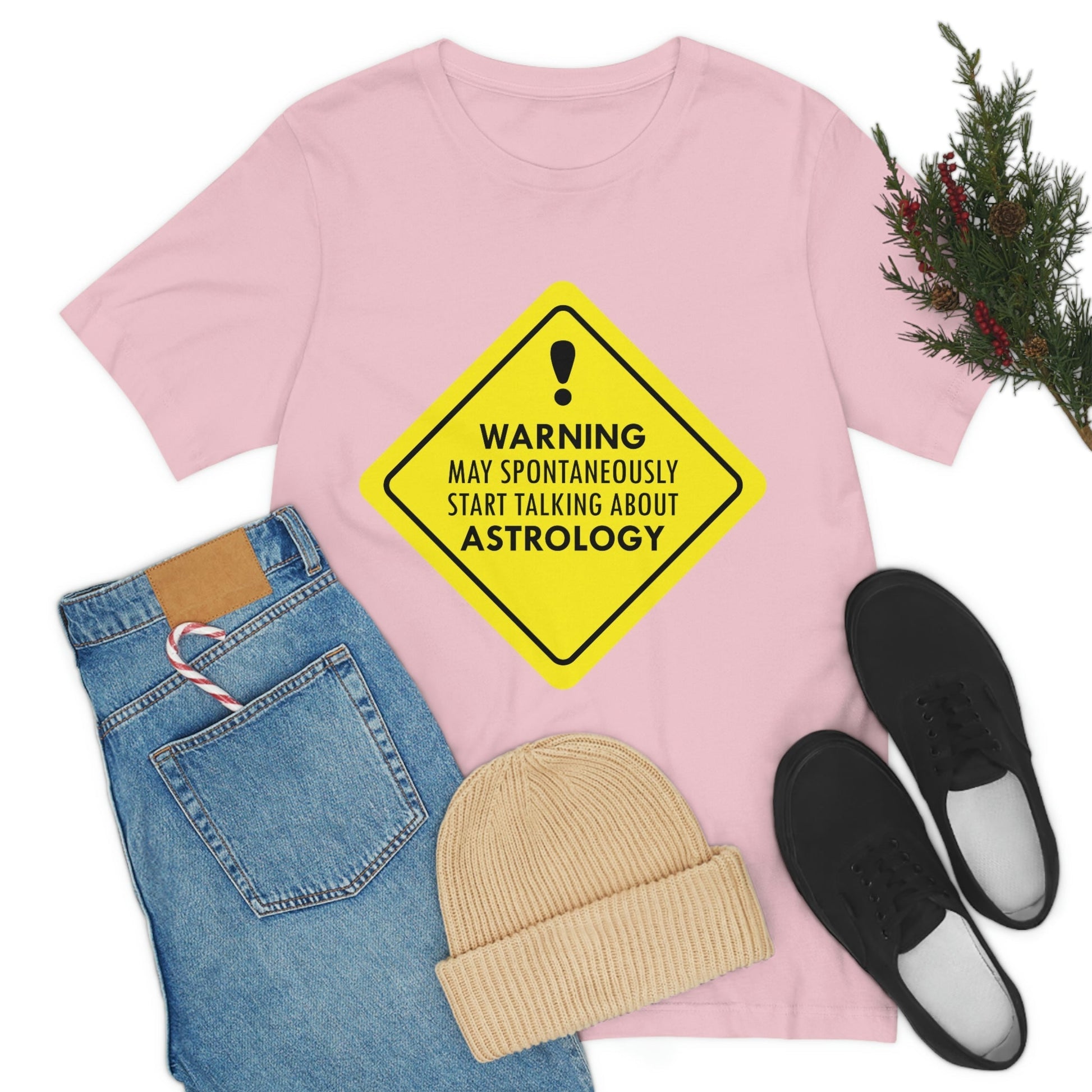 Warning May Spontaneously Start Talking About Astrology Zodiac Sign Unisex Jersey Short Sleeve T-Shirt Ichaku [Perfect Gifts Selection]