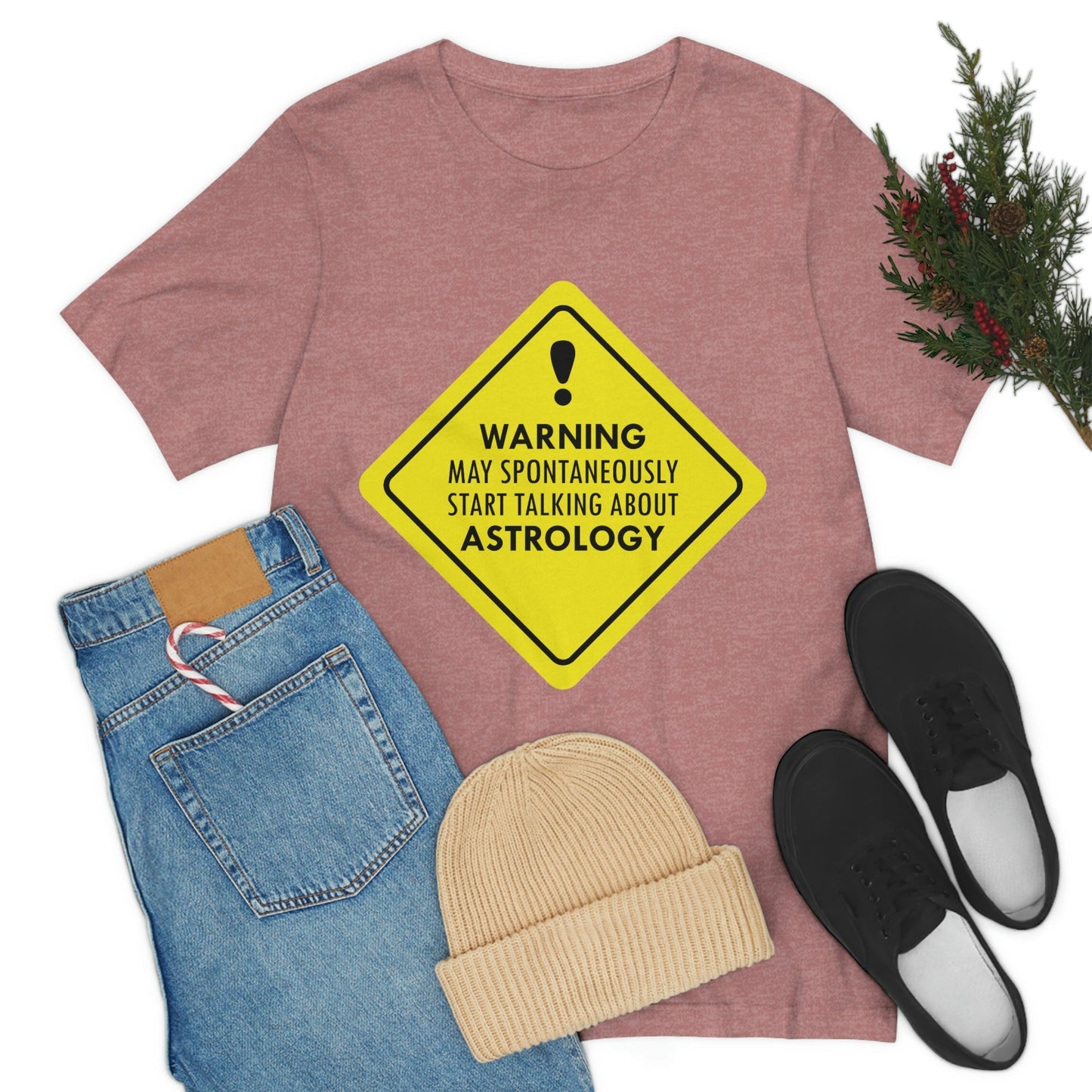 Warning May Spontaneously Start Talking About Astrology Zodiac Sign Unisex Jersey Short Sleeve T-Shirt Ichaku [Perfect Gifts Selection]