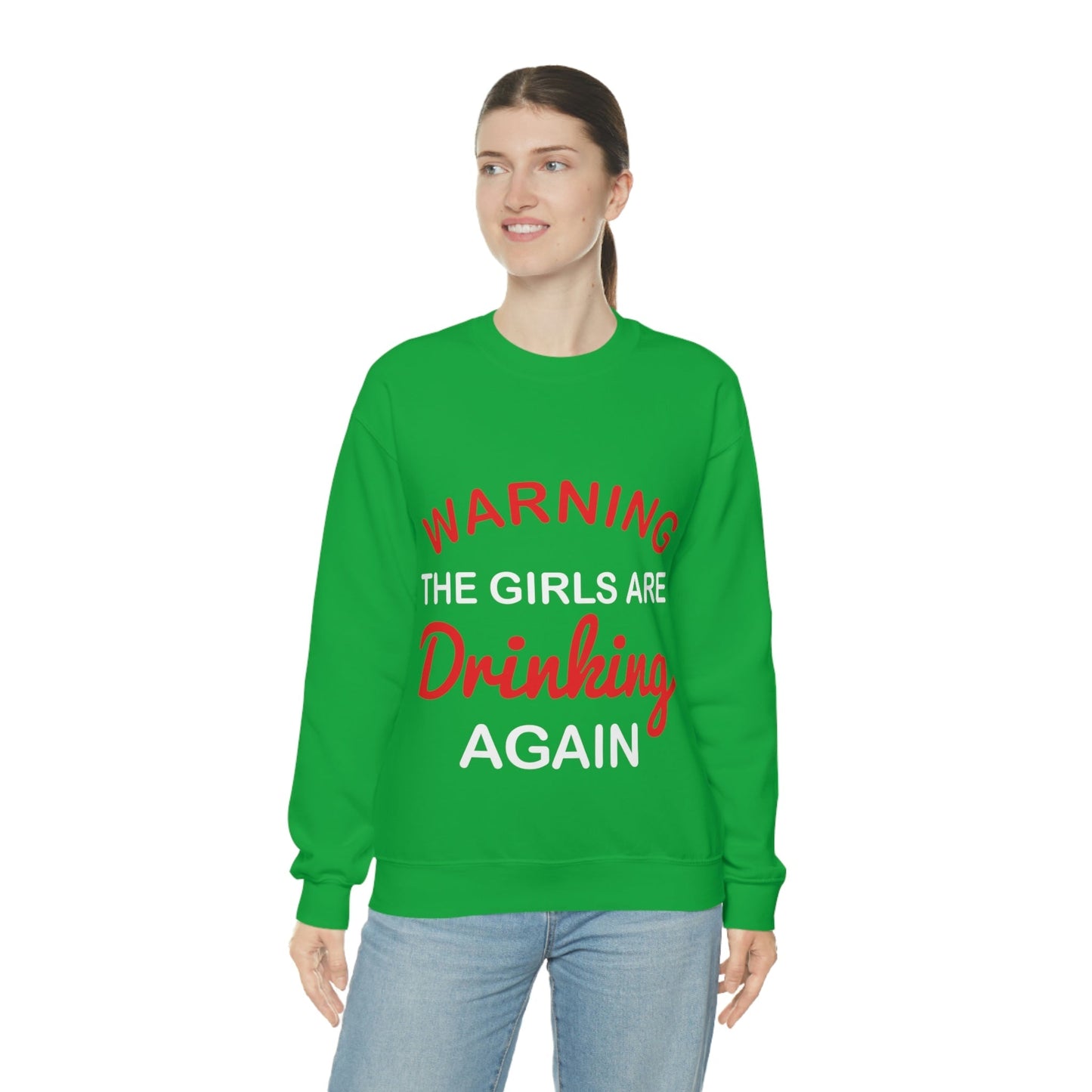 Warning The Girls Are Drinking Again Bar Lovers Slogans Unisex Heavy Blend™ Crewneck Sweatshirt Ichaku [Perfect Gifts Selection]