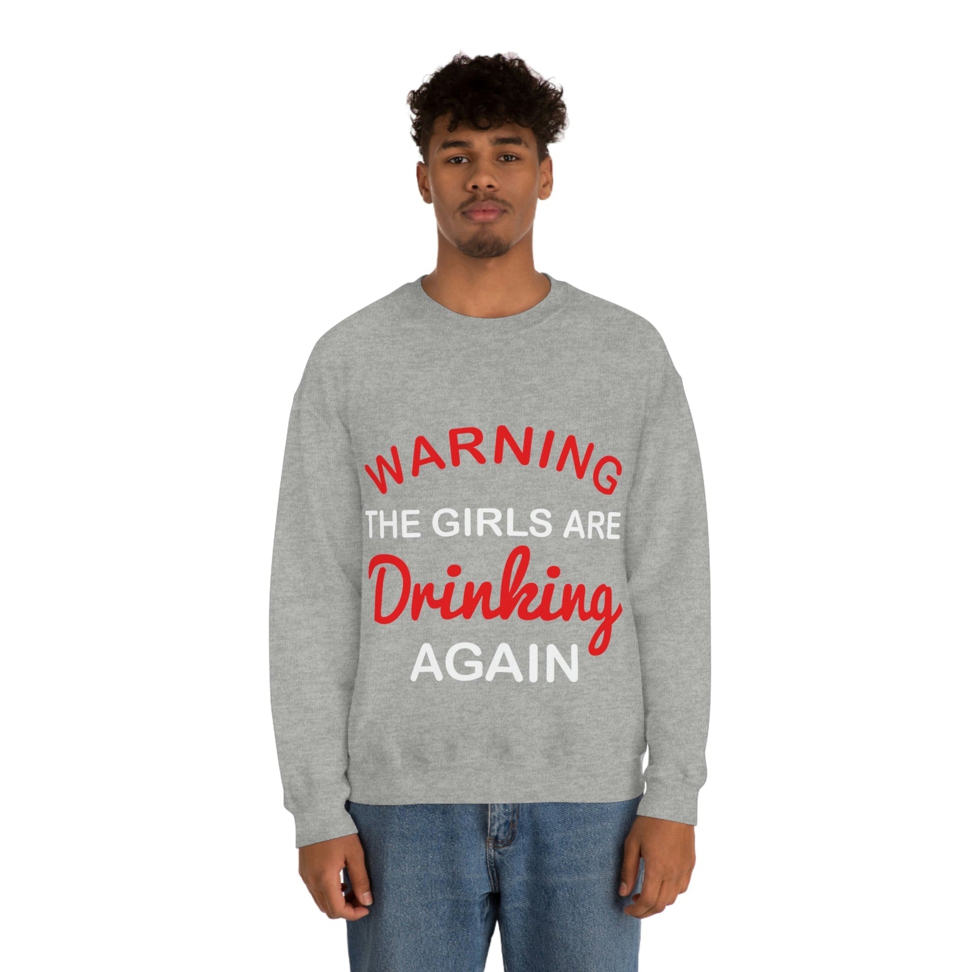 Warning The Girls Are Drinking Again Bar Lovers Slogans Unisex Heavy Blend™ Crewneck Sweatshirt Ichaku [Perfect Gifts Selection]