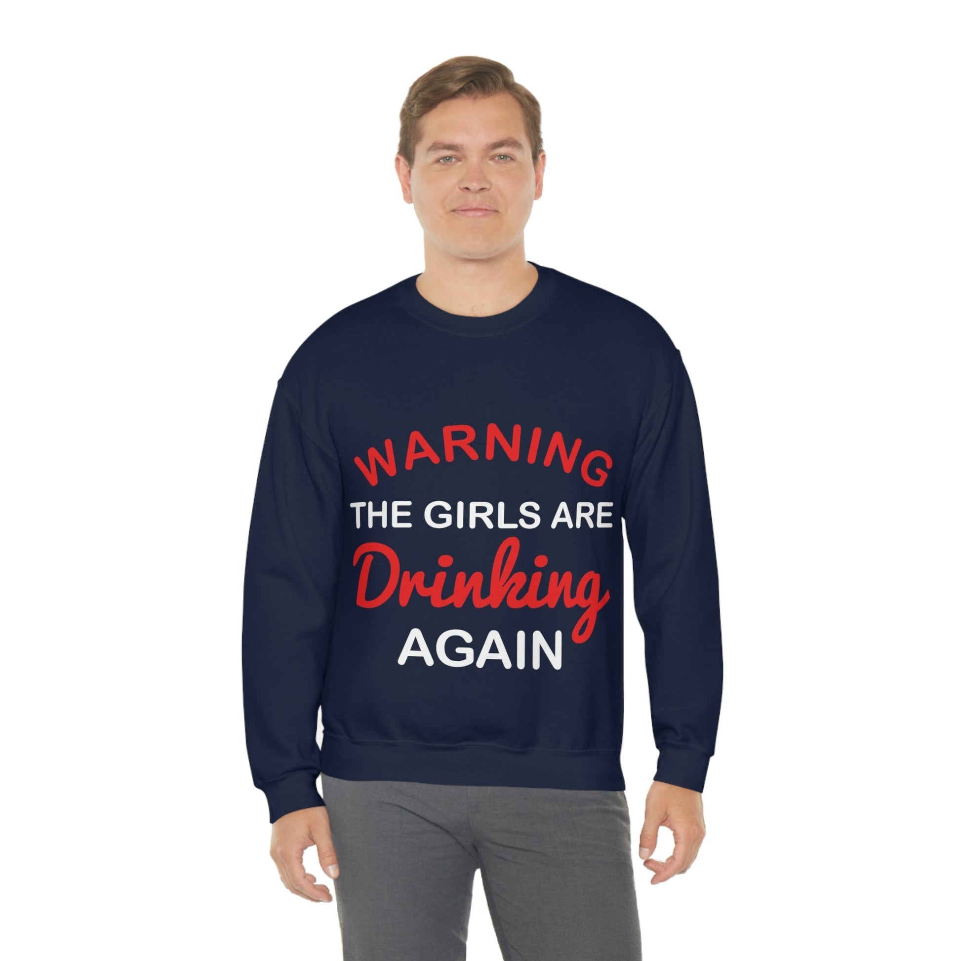 Warning The Girls Are Drinking Again Bar Lovers Slogans Unisex Heavy Blend™ Crewneck Sweatshirt Ichaku [Perfect Gifts Selection]