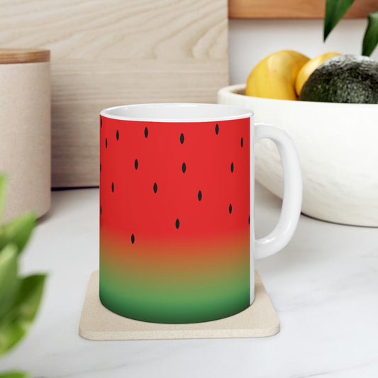 Watermelon Seeds Background Fruit Pattern Ceramic Mug 11oz Ichaku [Perfect Gifts Selection]