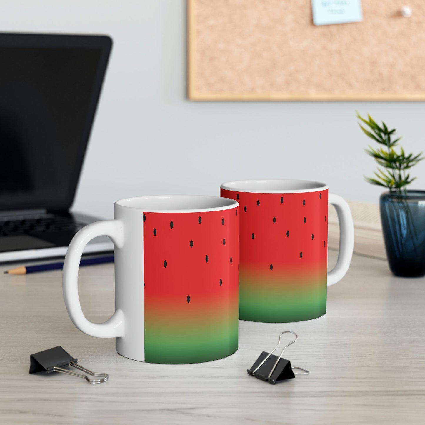 Watermelon Seeds Background Fruit Pattern Ceramic Mug 11oz Ichaku [Perfect Gifts Selection]