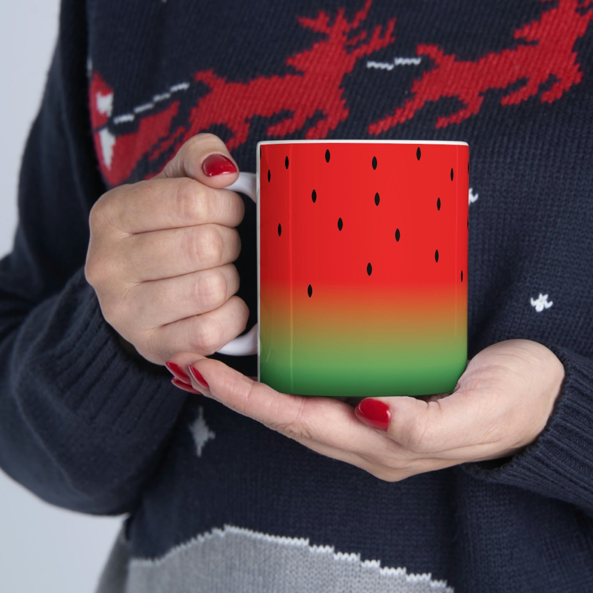 Watermelon Seeds Background Fruit Pattern Ceramic Mug 11oz Ichaku [Perfect Gifts Selection]