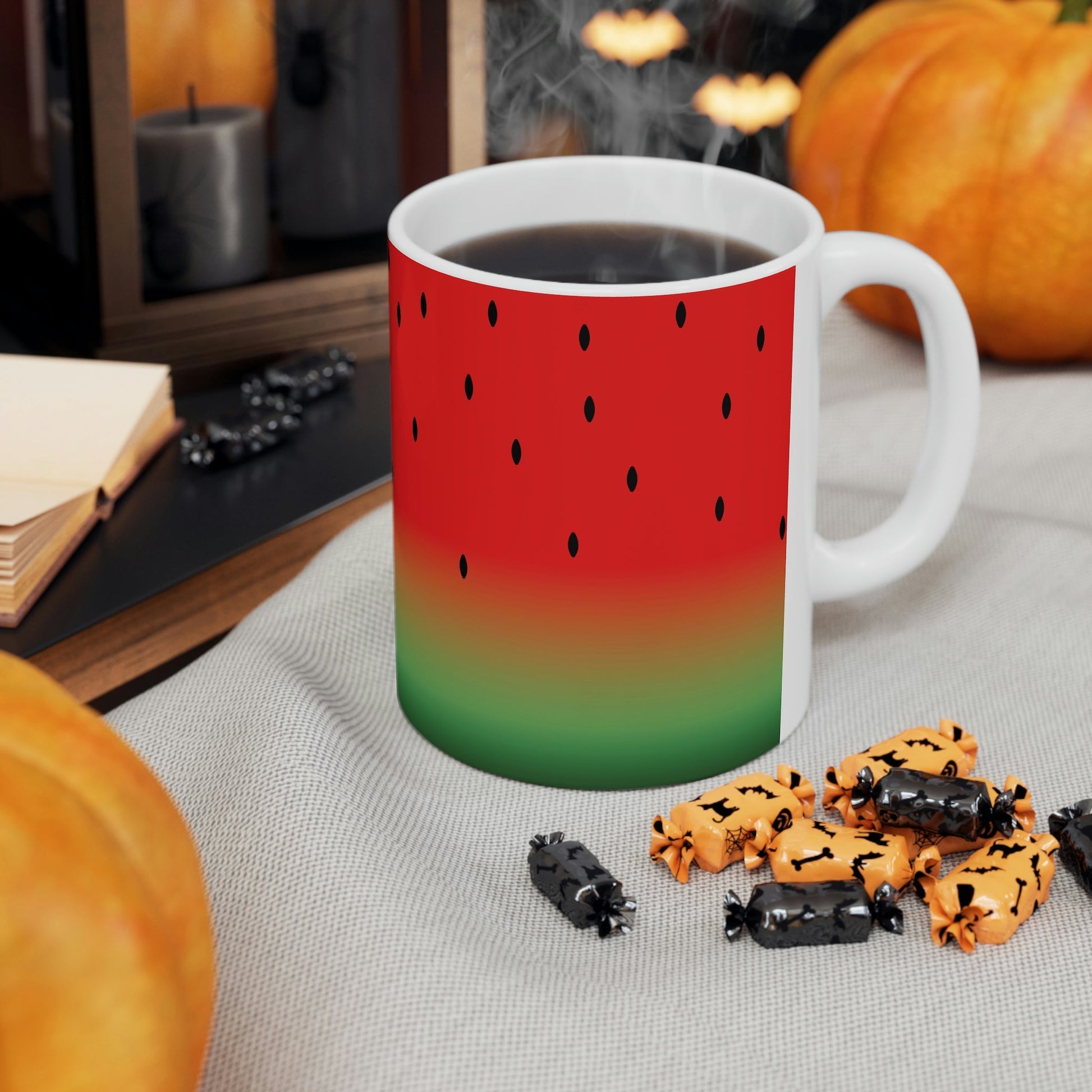 Watermelon Seeds Background Fruit Pattern Ceramic Mug 11oz Ichaku [Perfect Gifts Selection]