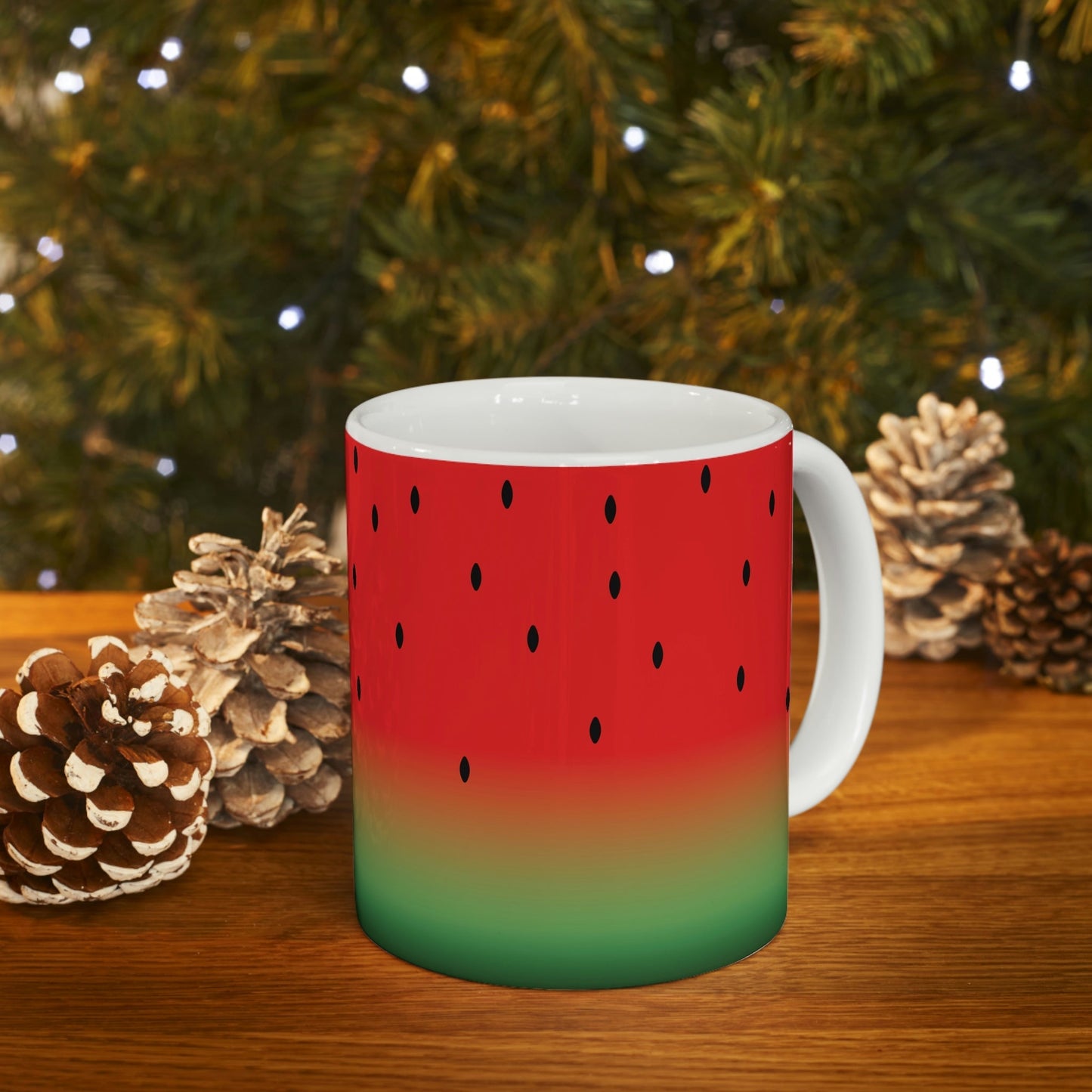 Watermelon Seeds Background Fruit Pattern Ceramic Mug 11oz Ichaku [Perfect Gifts Selection]