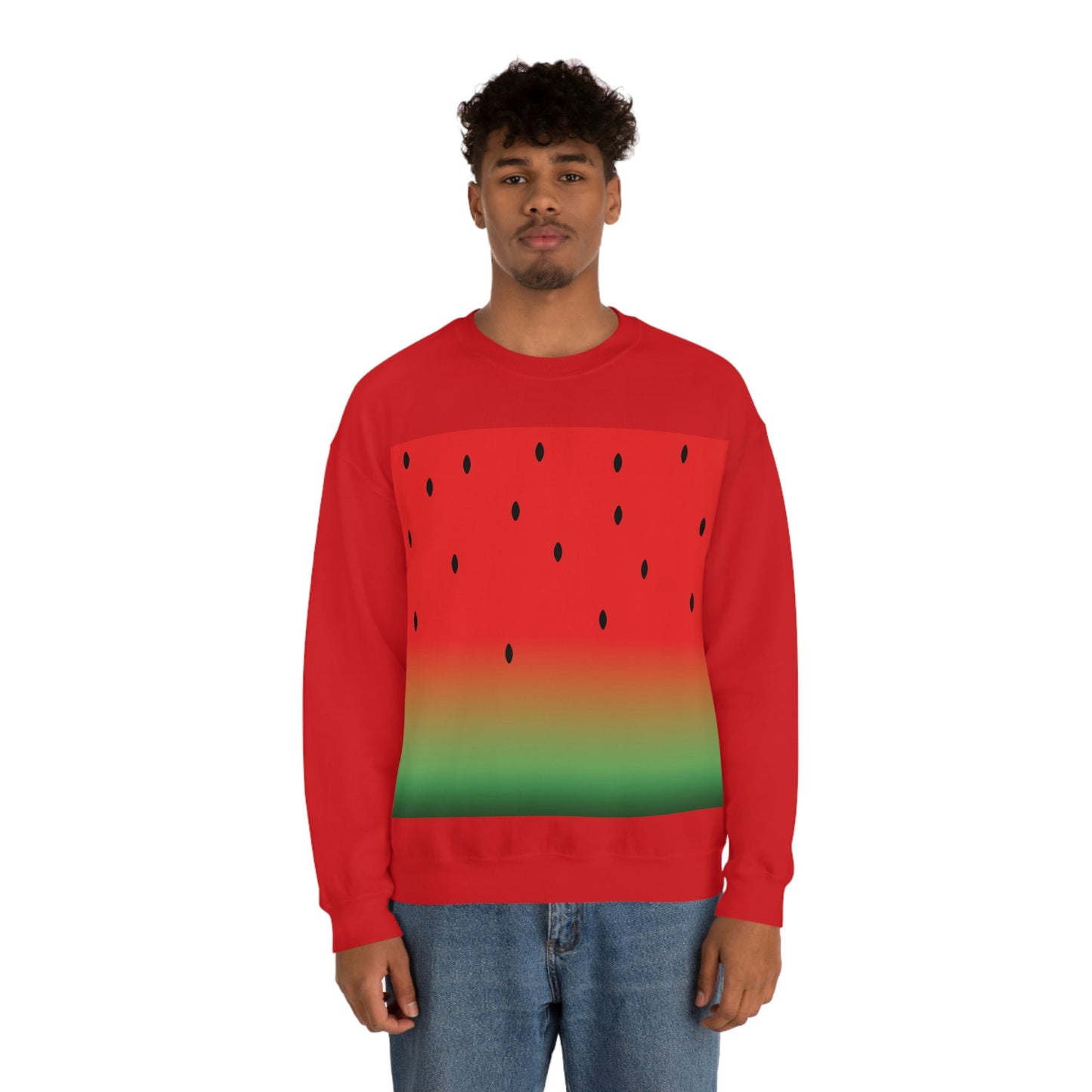 Watermelon Seeds Background Fruit Pattern Unisex Heavy Blend™ Crewneck Sweatshirt Ichaku [Perfect Gifts Selection]