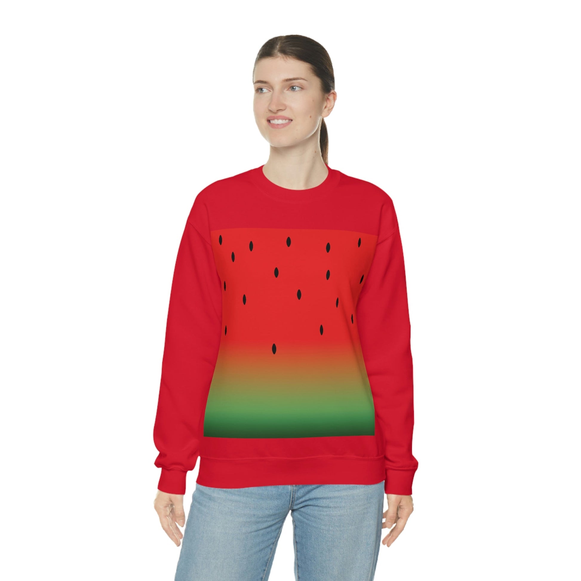 Watermelon Seeds Background Fruit Pattern Unisex Heavy Blend™ Crewneck Sweatshirt Ichaku [Perfect Gifts Selection]