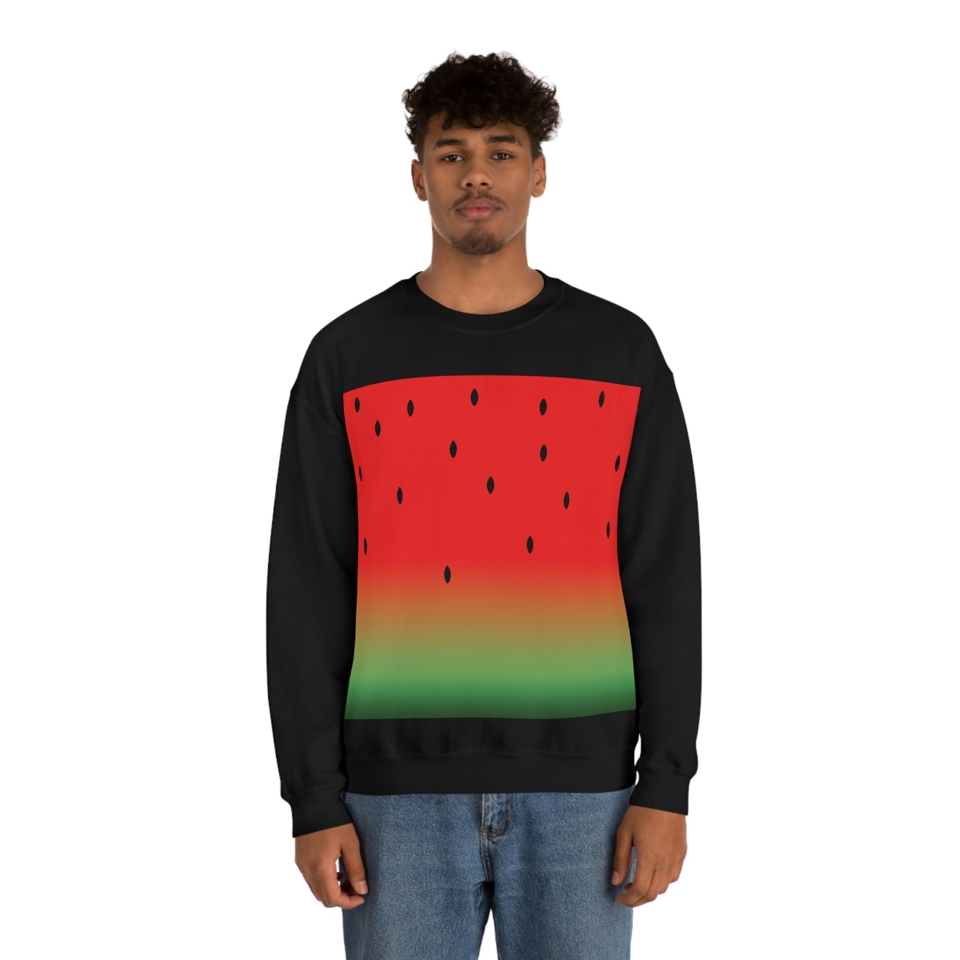 Watermelon Seeds Background Fruit Pattern Unisex Heavy Blend™ Crewneck Sweatshirt Ichaku [Perfect Gifts Selection]