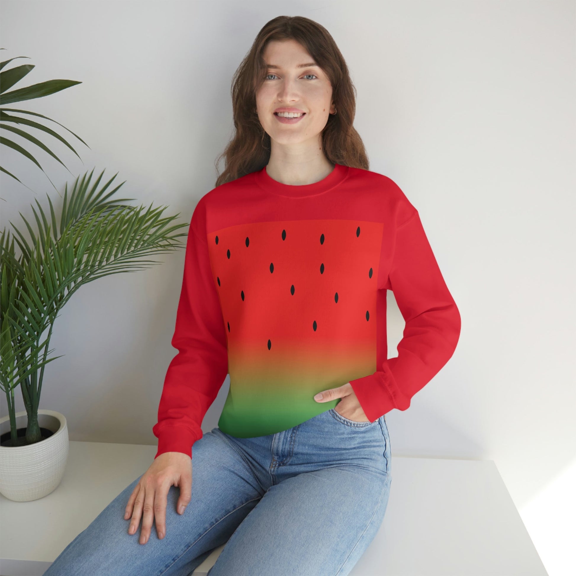 Watermelon Seeds Background Fruit Pattern Unisex Heavy Blend™ Crewneck Sweatshirt Ichaku [Perfect Gifts Selection]