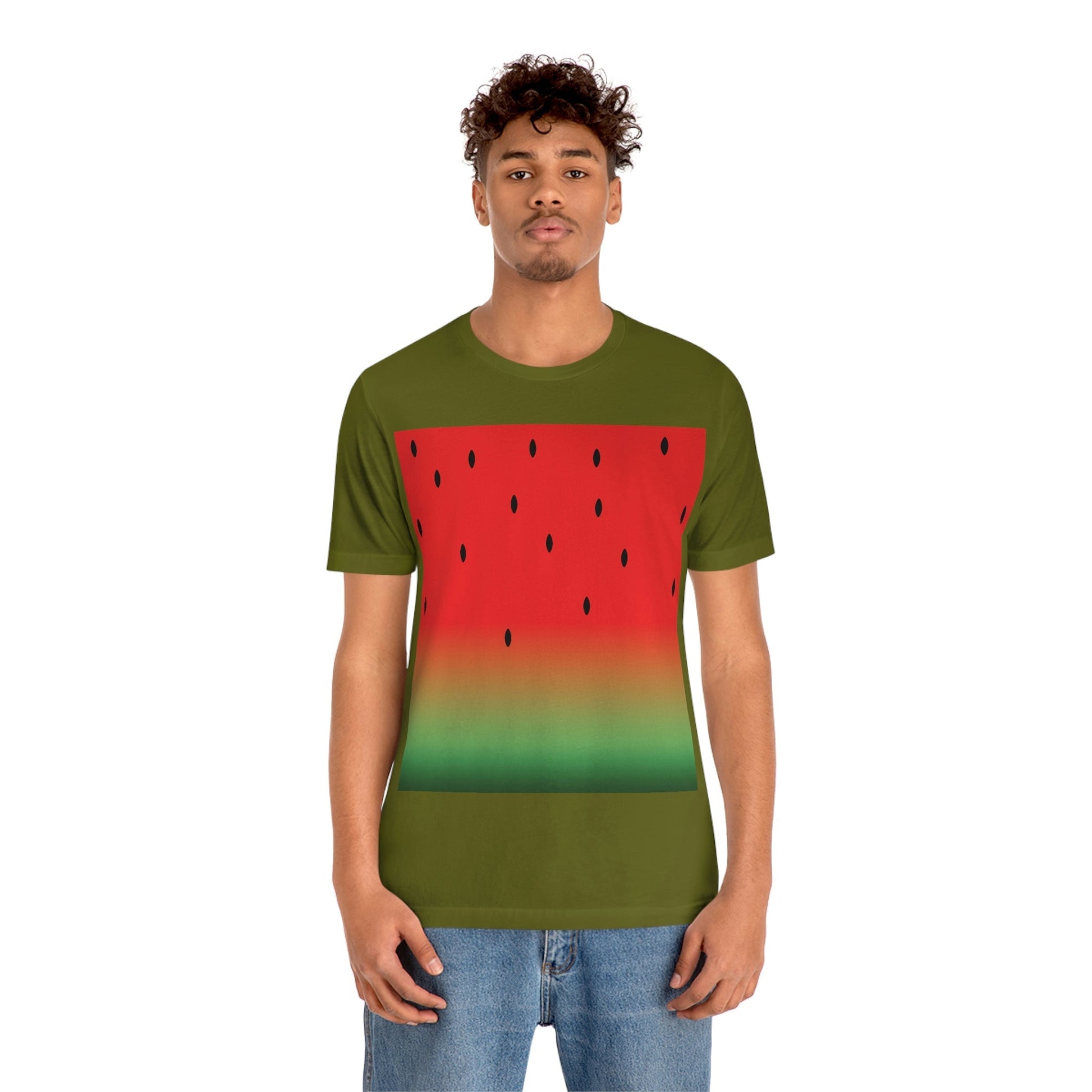 Watermelon Seeds Background Fruit Pattern Unisex Jersey Short Sleeve T-Shirt Ichaku [Perfect Gifts Selection]