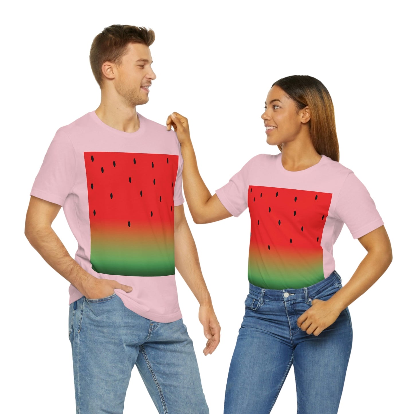 Watermelon Seeds Background Fruit Pattern Unisex Jersey Short Sleeve T-Shirt Ichaku [Perfect Gifts Selection]