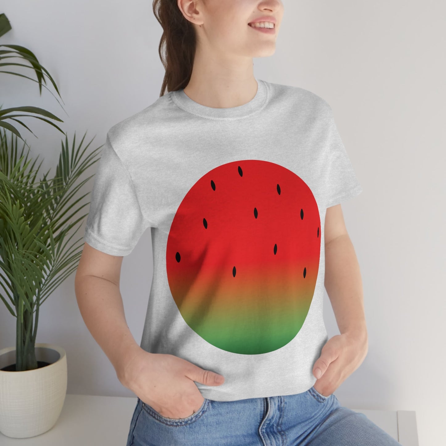 Watermelon Seeds Background Fruit Pattern Unisex Jersey Short Sleeve T-Shirt Ichaku [Perfect Gifts Selection]