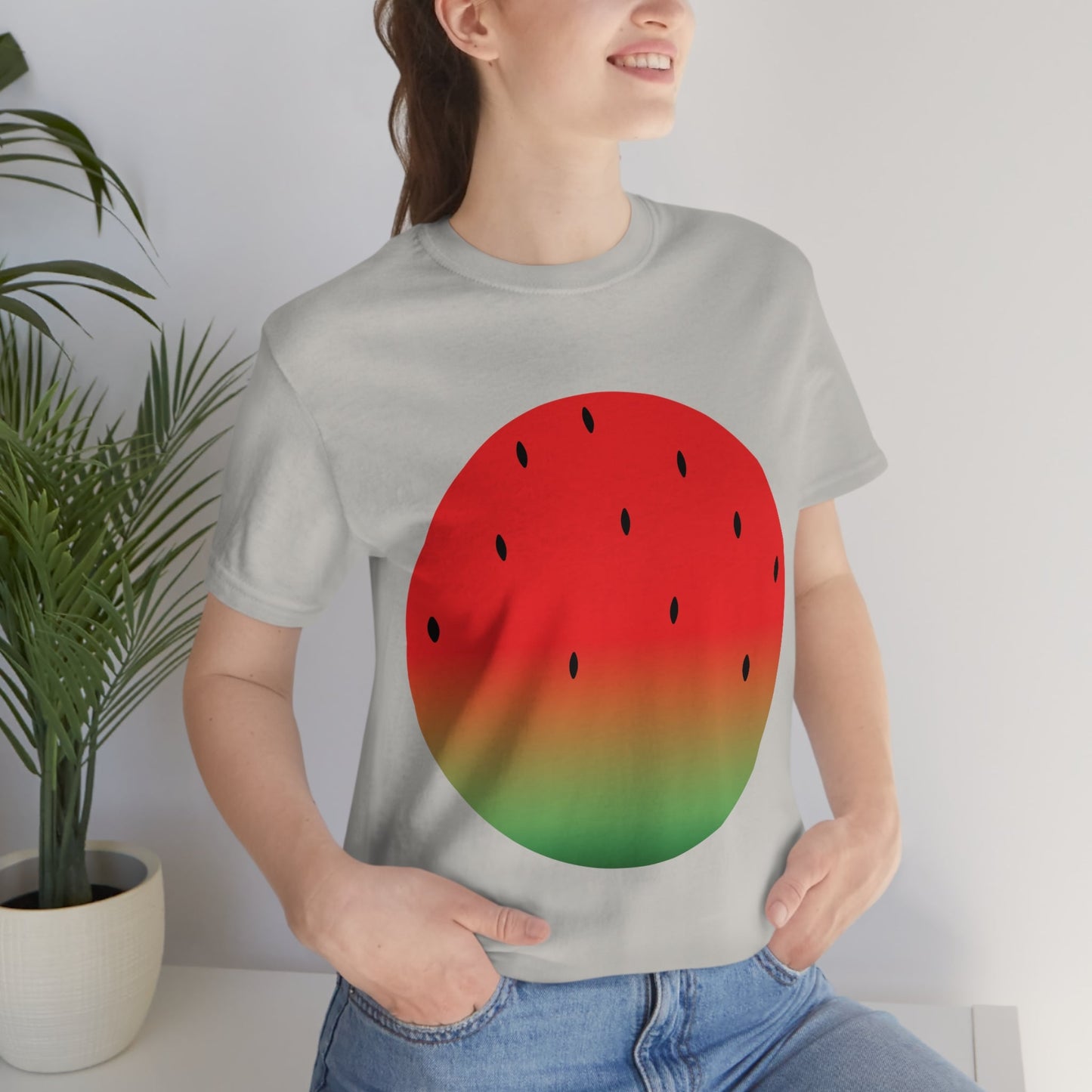 Watermelon Seeds Background Fruit Pattern Unisex Jersey Short Sleeve T-Shirt Ichaku [Perfect Gifts Selection]