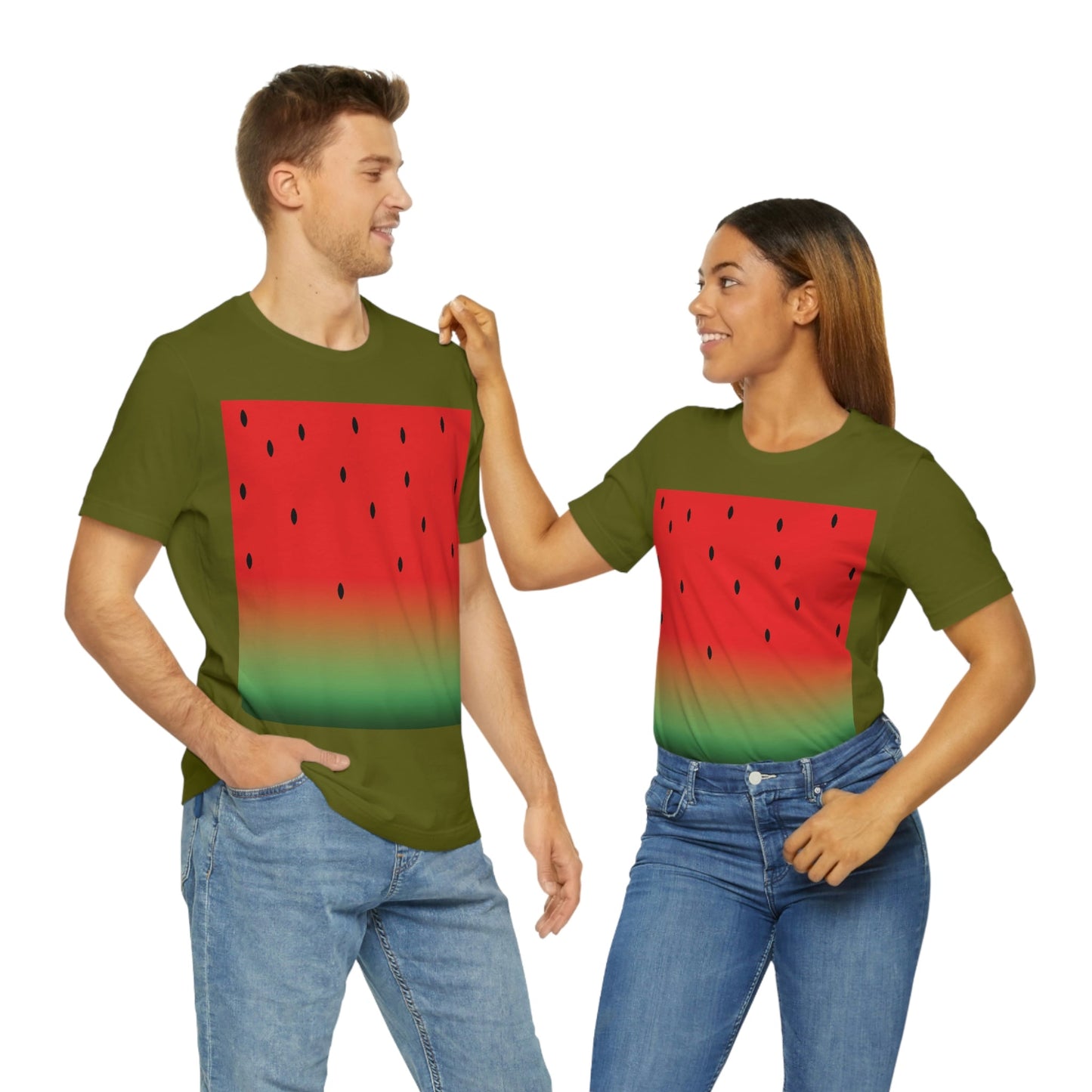 Watermelon Seeds Background Fruit Pattern Unisex Jersey Short Sleeve T-Shirt Ichaku [Perfect Gifts Selection]