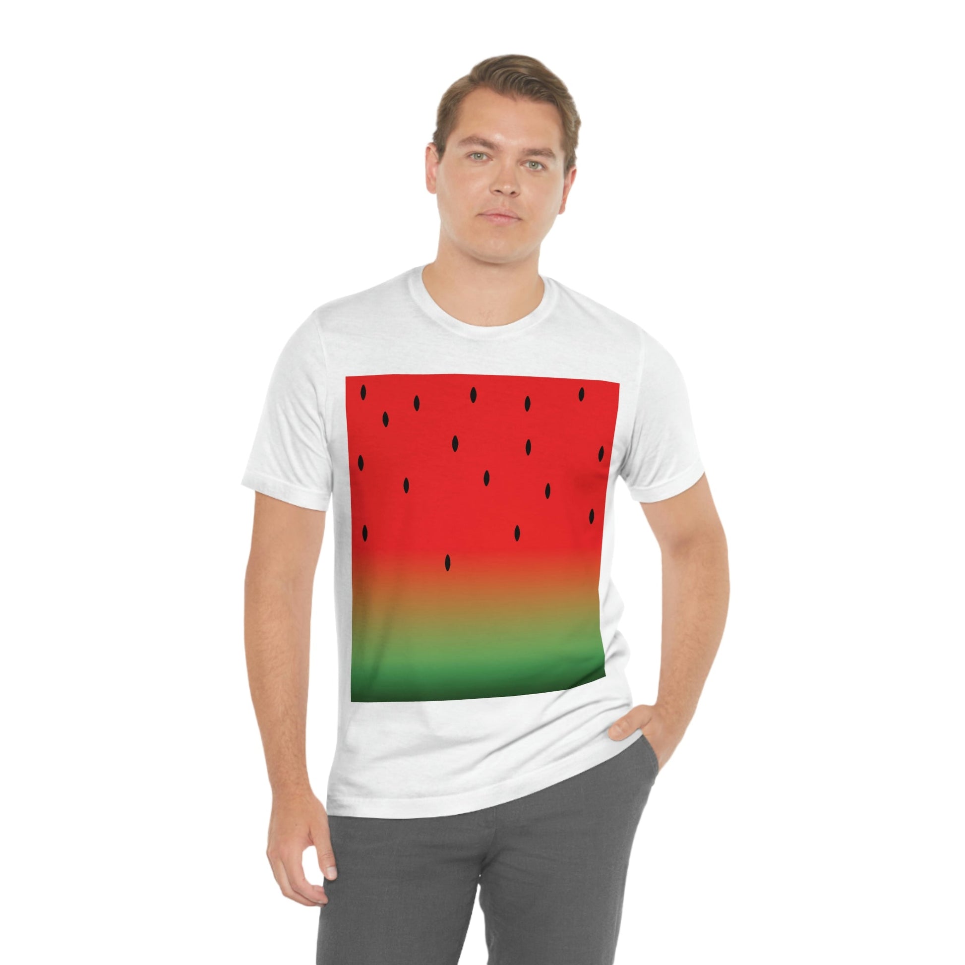 Watermelon Seeds Background Fruit Pattern Unisex Jersey Short Sleeve T-Shirt Ichaku [Perfect Gifts Selection]