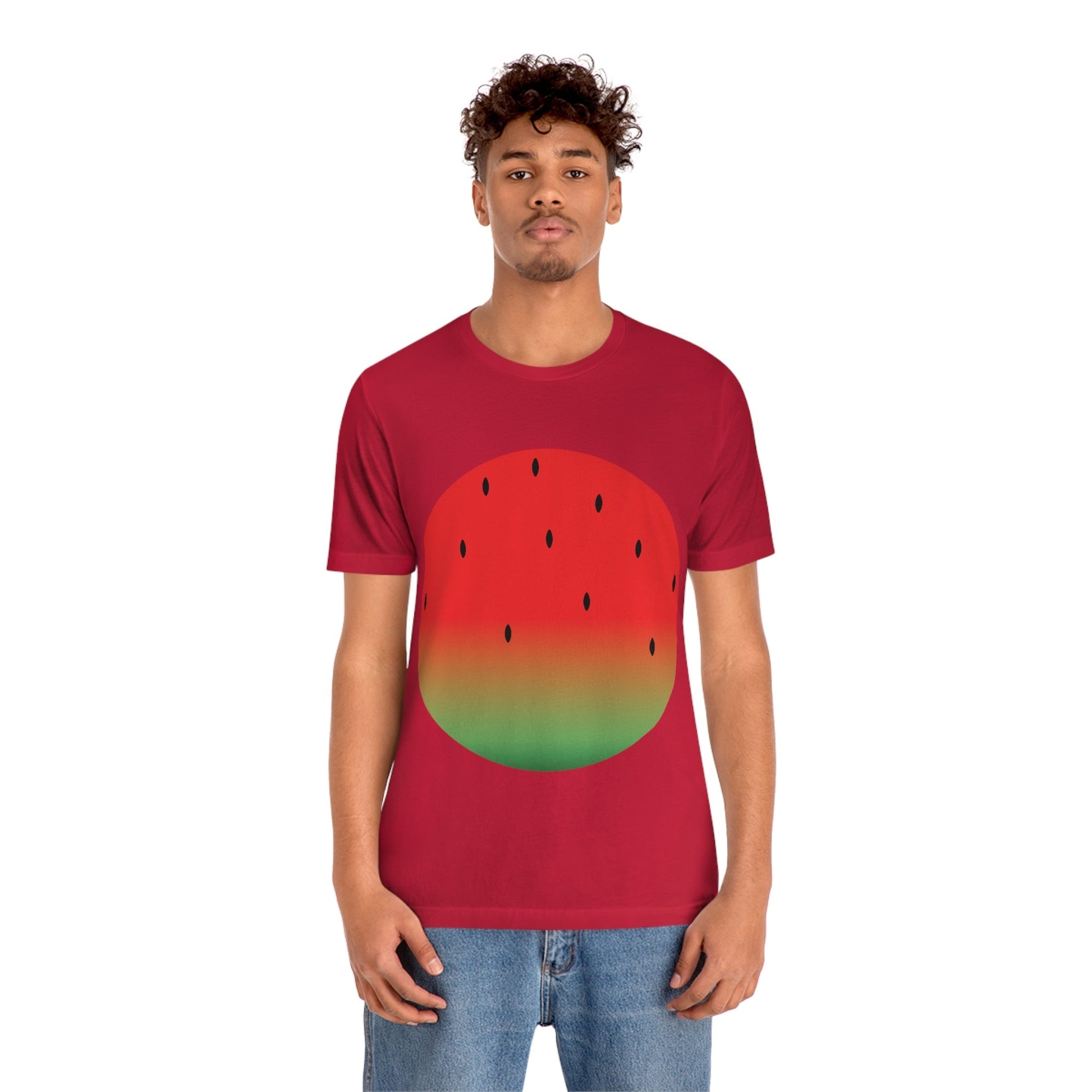 Watermelon Seeds Background Fruit Pattern Unisex Jersey Short Sleeve T-Shirt Ichaku [Perfect Gifts Selection]