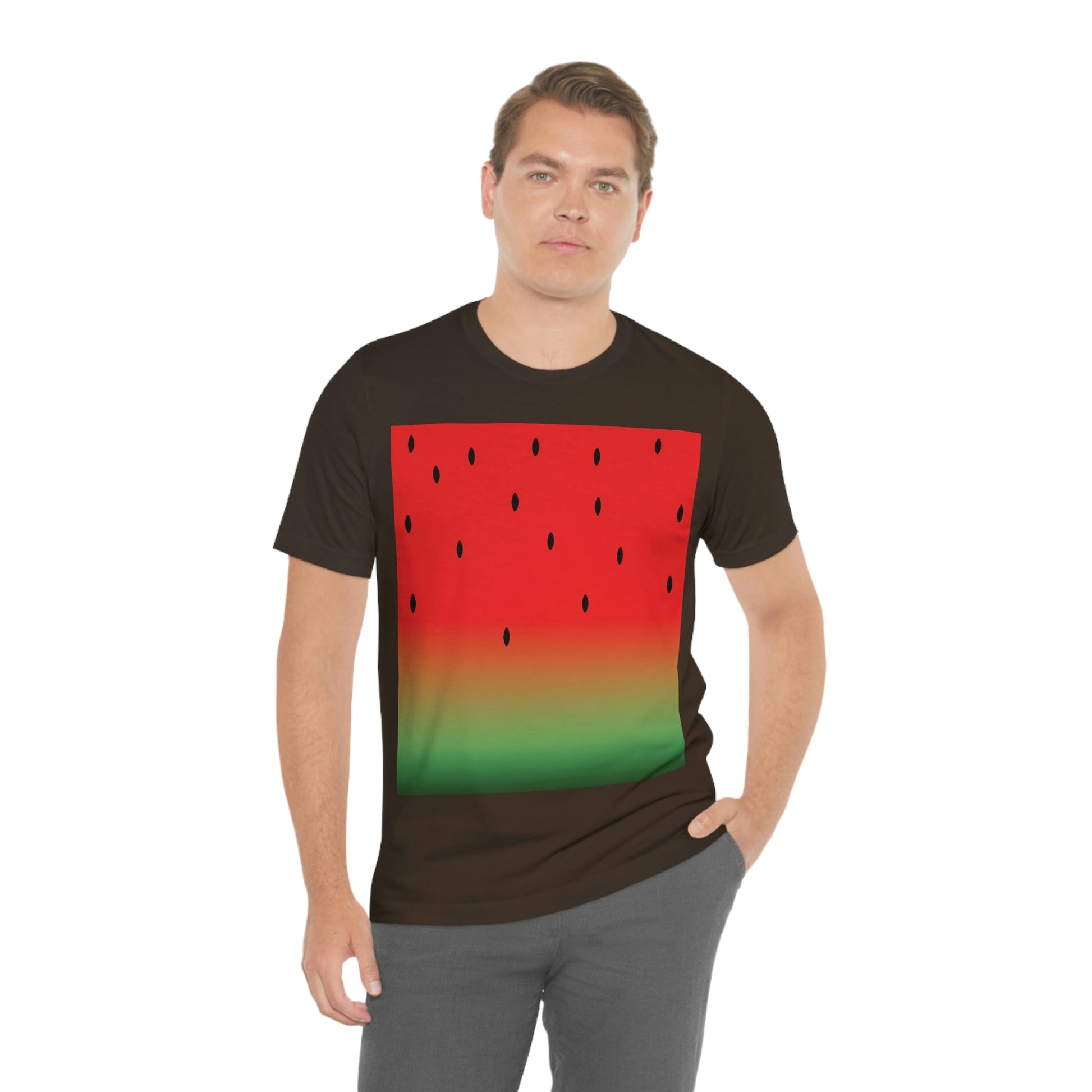 Watermelon Seeds Background Fruit Pattern Unisex Jersey Short Sleeve T-Shirt Ichaku [Perfect Gifts Selection]