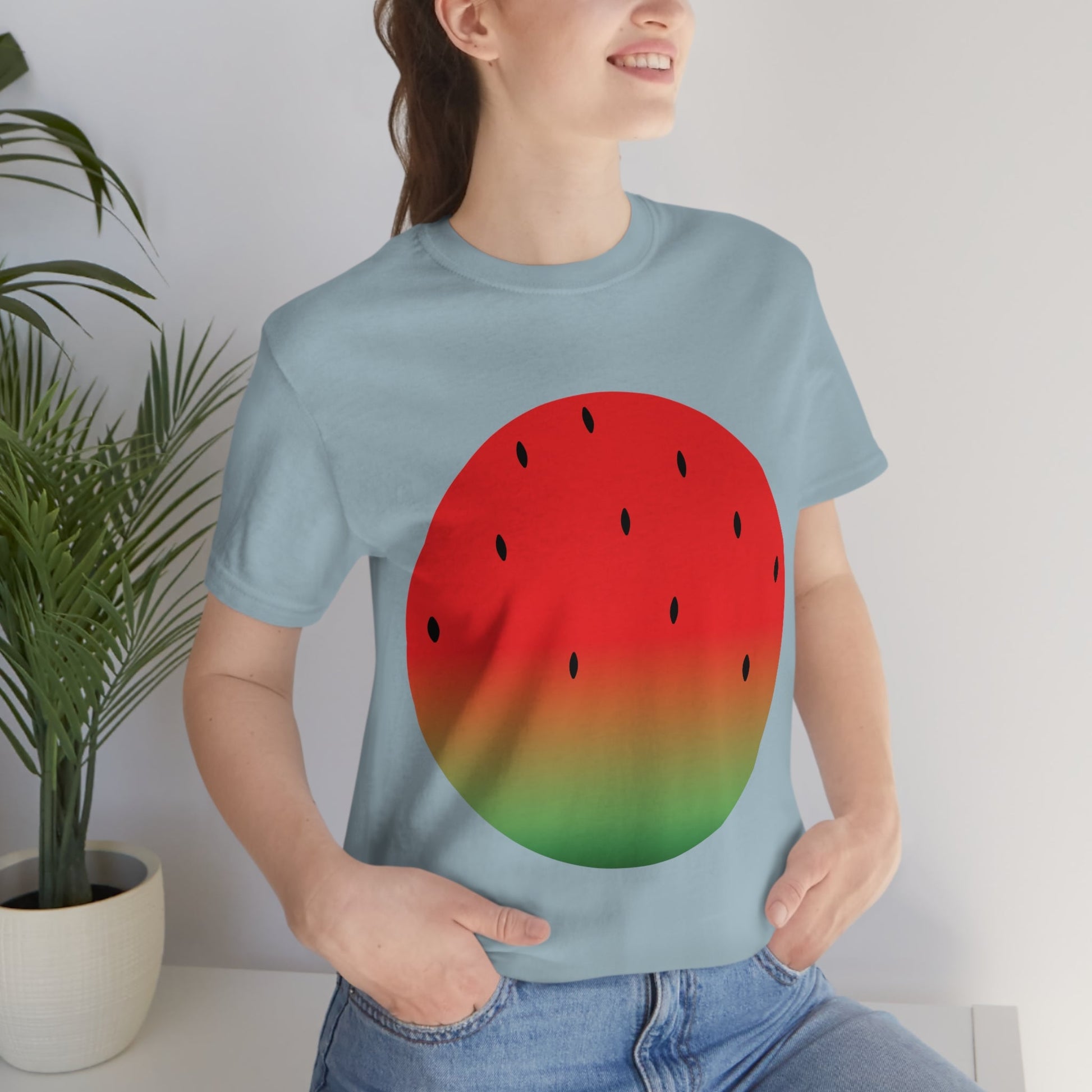 Watermelon Seeds Background Fruit Pattern Unisex Jersey Short Sleeve T-Shirt Ichaku [Perfect Gifts Selection]