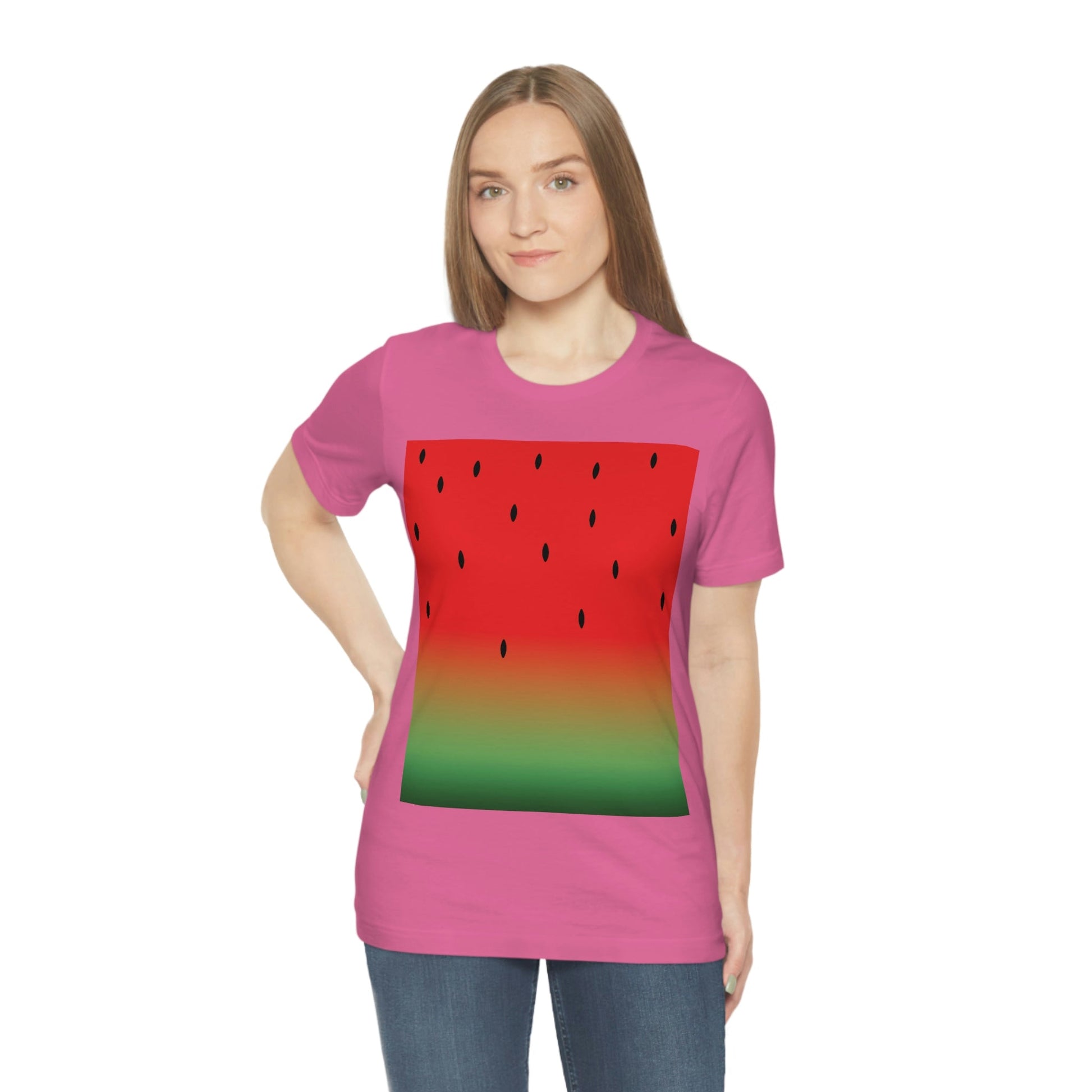 Watermelon Seeds Background Fruit Pattern Unisex Jersey Short Sleeve T-Shirt Ichaku [Perfect Gifts Selection]