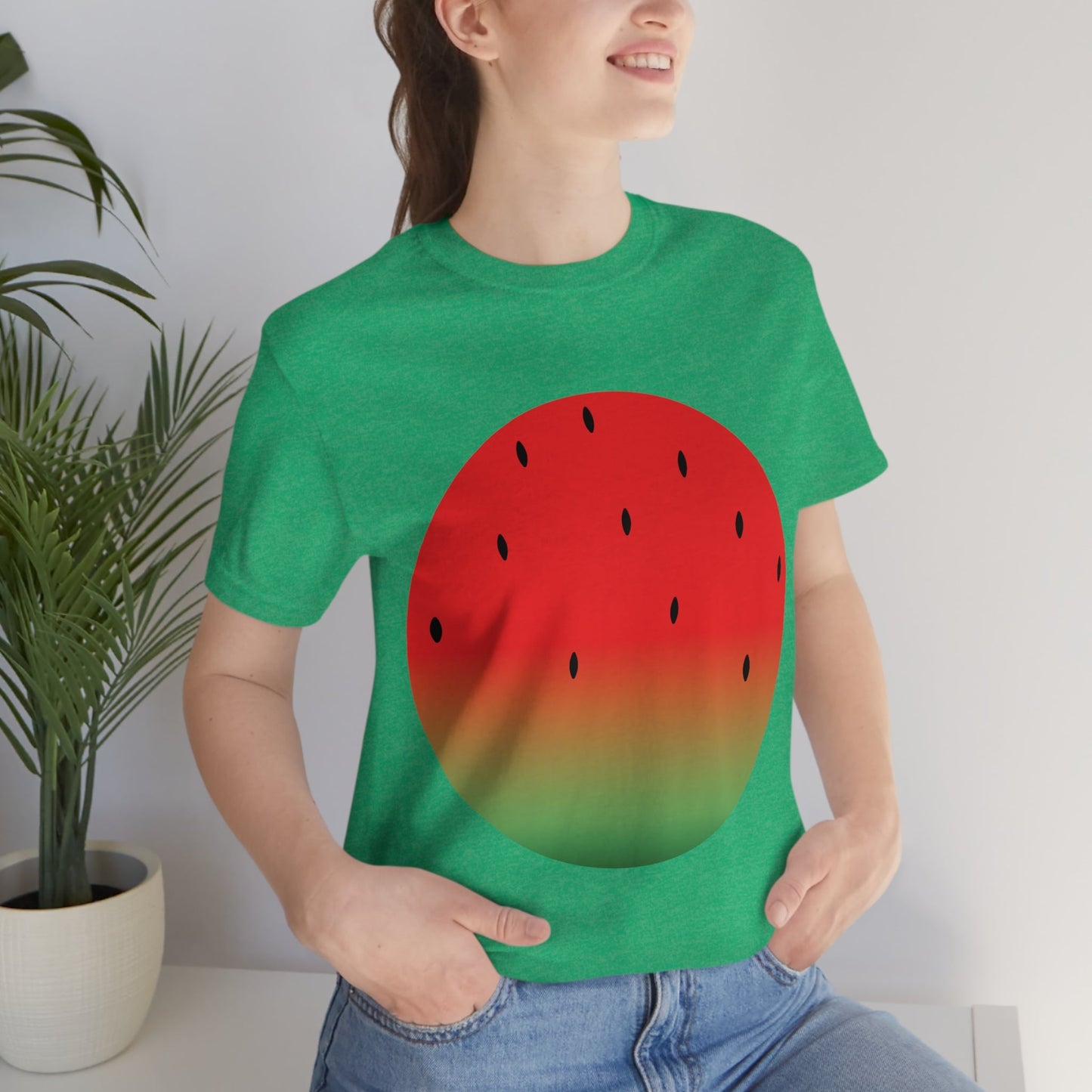 Watermelon Seeds Background Fruit Pattern Unisex Jersey Short Sleeve T-Shirt Ichaku [Perfect Gifts Selection]