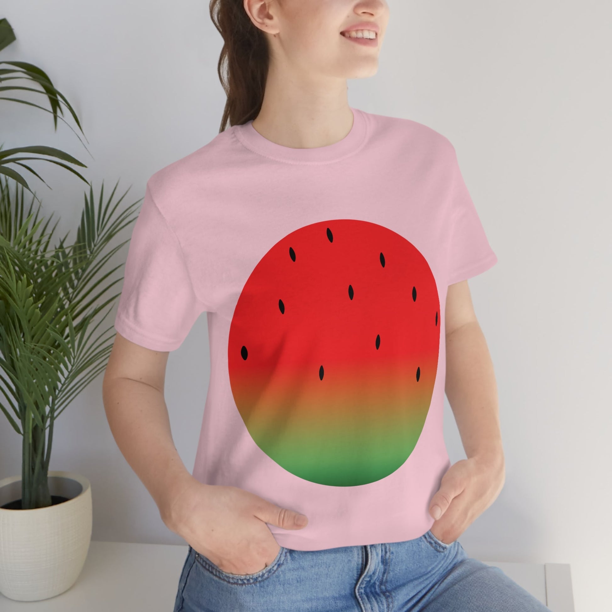 Watermelon Seeds Background Fruit Pattern Unisex Jersey Short Sleeve T-Shirt Ichaku [Perfect Gifts Selection]