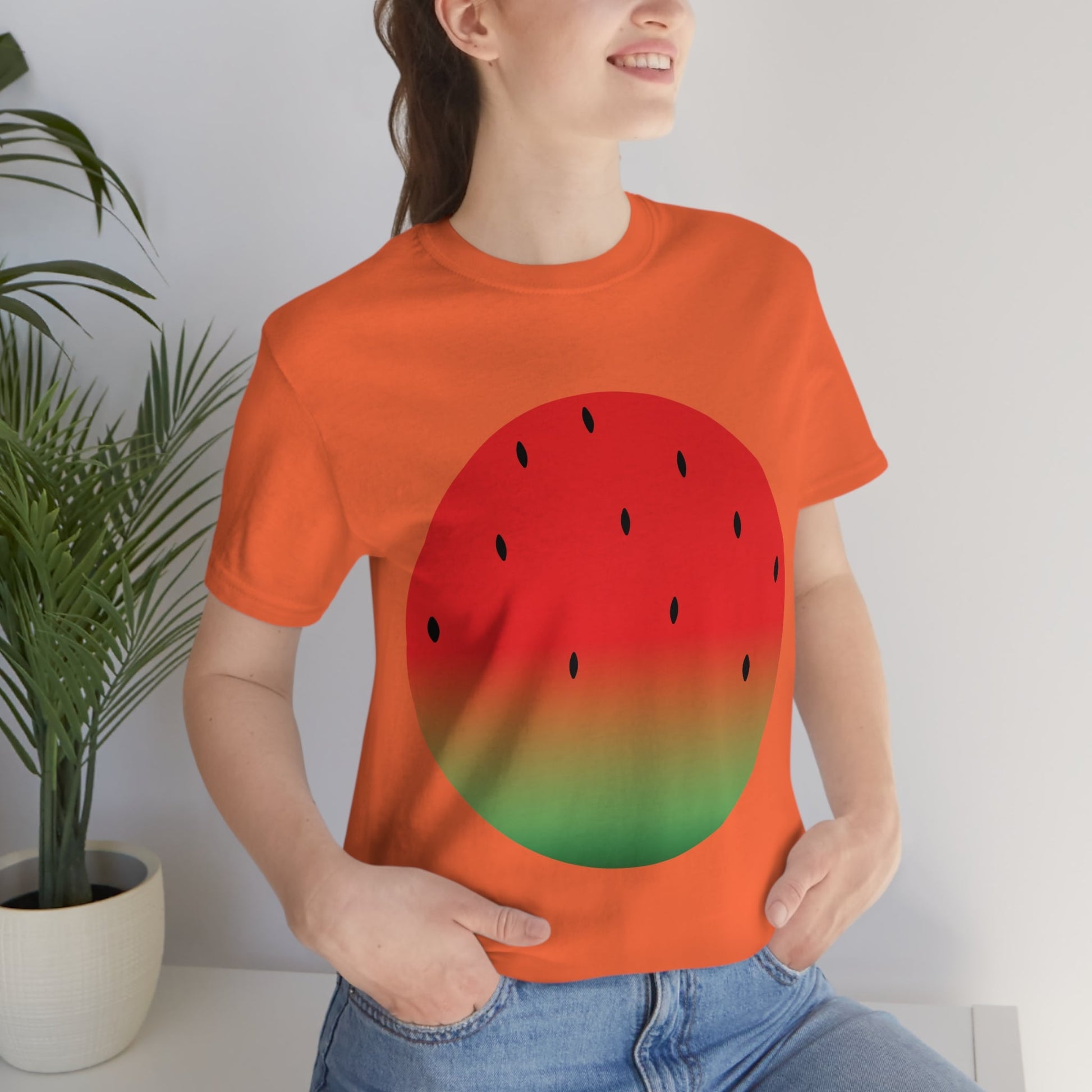 Watermelon Seeds Background Fruit Pattern Unisex Jersey Short Sleeve T-Shirt Ichaku [Perfect Gifts Selection]