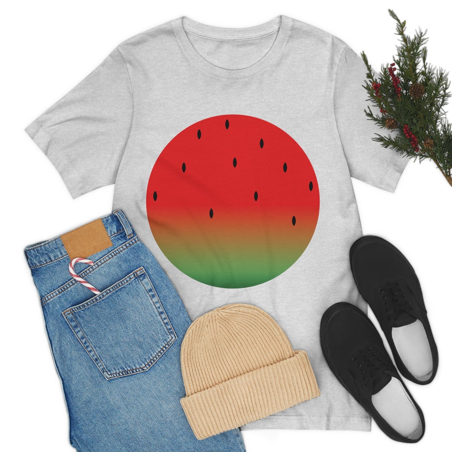 Watermelon Seeds Background Fruit Pattern Unisex Jersey Short Sleeve T-Shirt Ichaku [Perfect Gifts Selection]