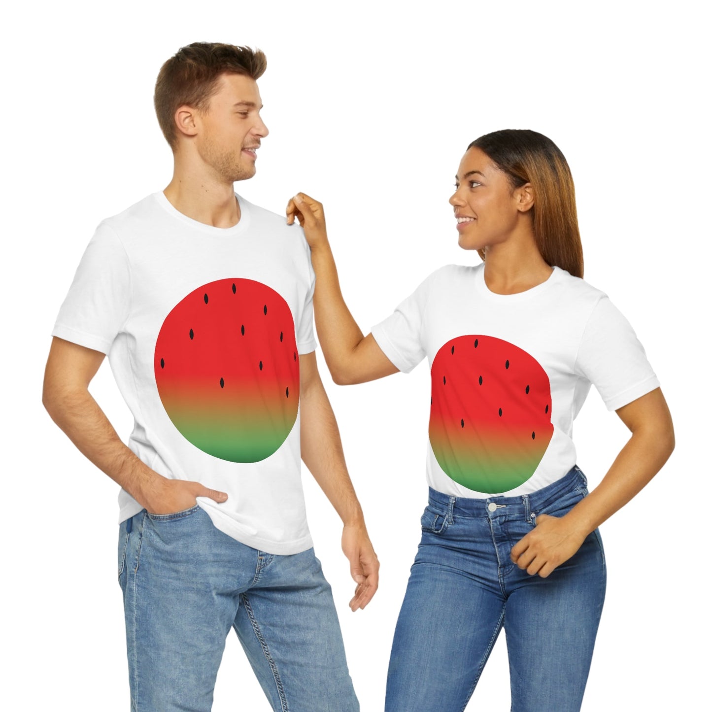 Watermelon Seeds Background Fruit Pattern Unisex Jersey Short Sleeve T-Shirt Ichaku [Perfect Gifts Selection]