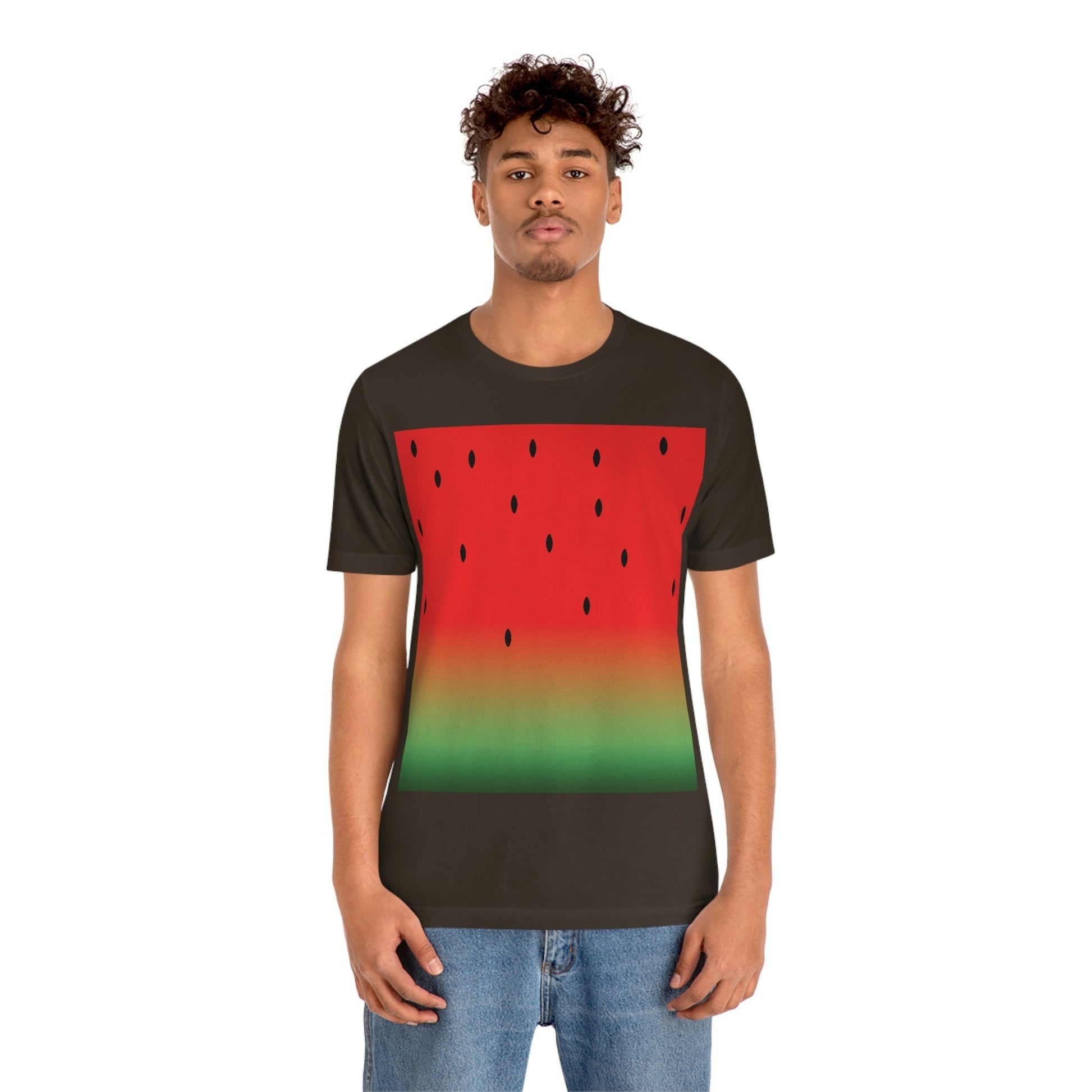 Watermelon Seeds Background Fruit Pattern Unisex Jersey Short Sleeve T-Shirt Ichaku [Perfect Gifts Selection]