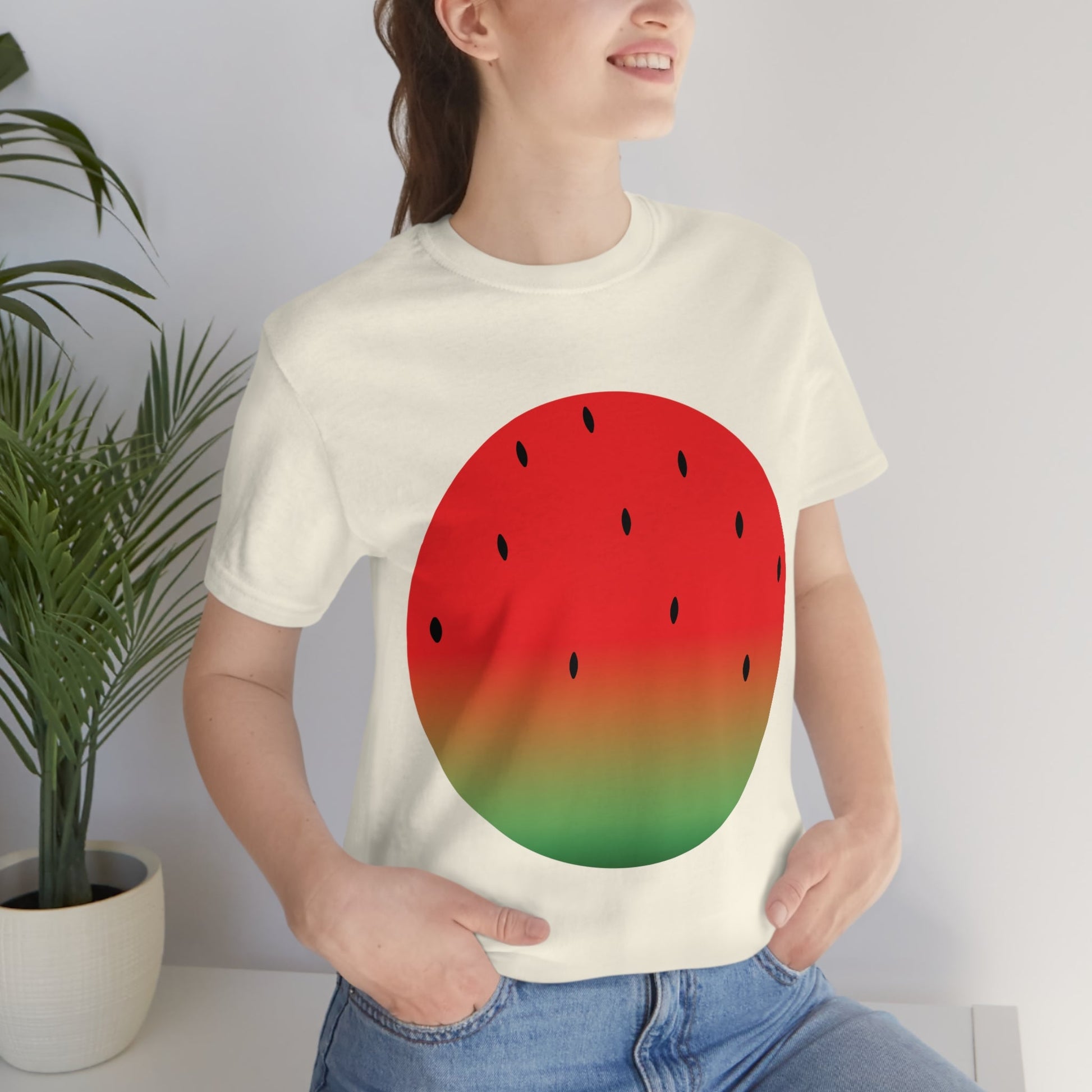 Watermelon Seeds Background Fruit Pattern Unisex Jersey Short Sleeve T-Shirt Ichaku [Perfect Gifts Selection]