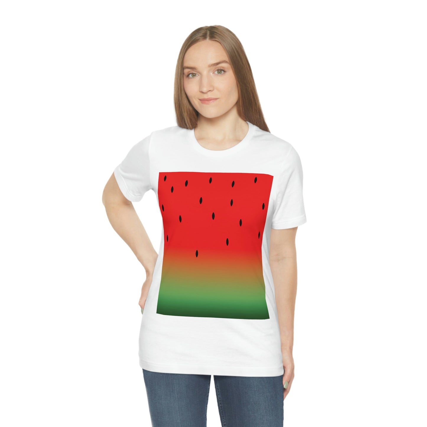 Watermelon Seeds Background Fruit Pattern Unisex Jersey Short Sleeve T-Shirt Ichaku [Perfect Gifts Selection]