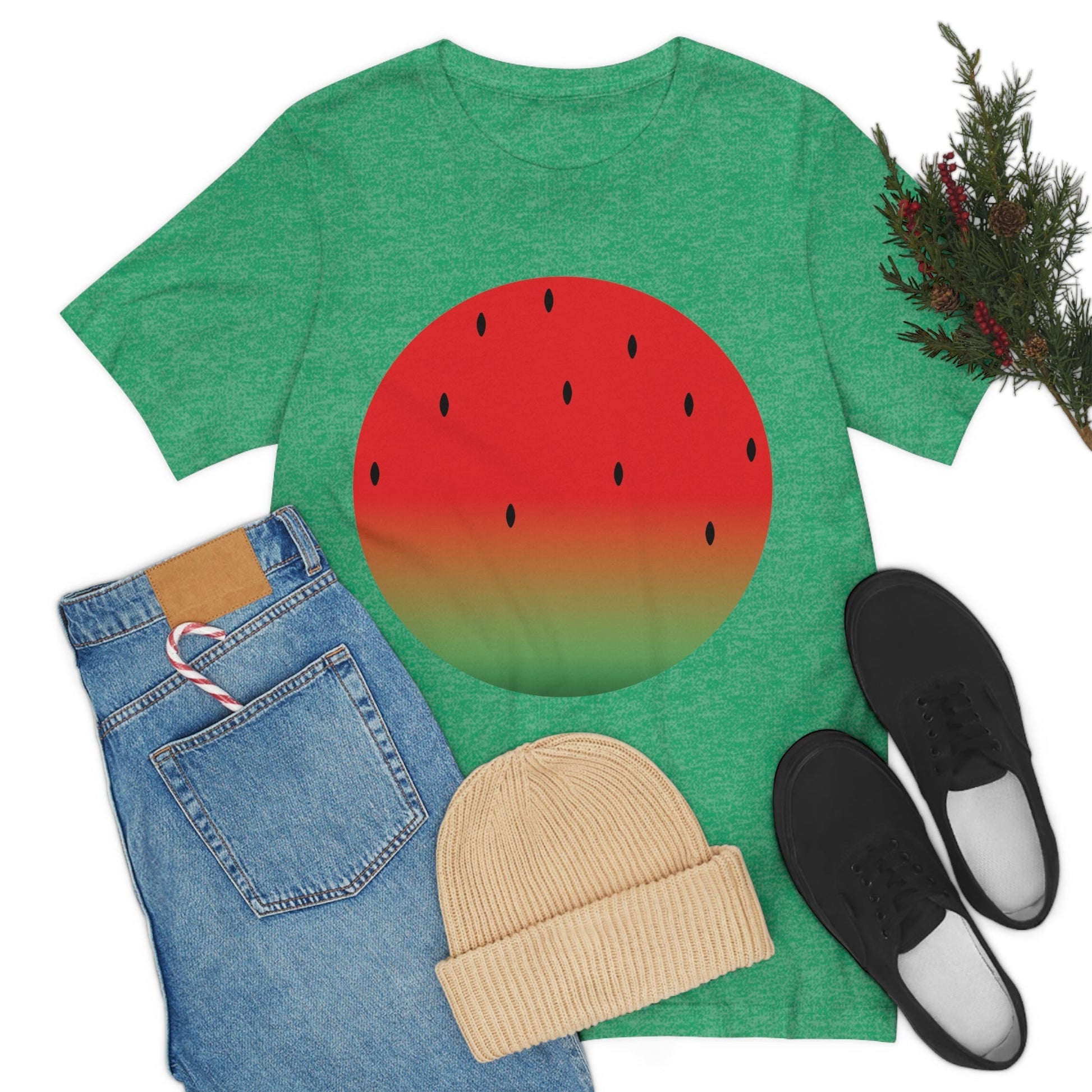 Watermelon Seeds Background Fruit Pattern Unisex Jersey Short Sleeve T-Shirt Ichaku [Perfect Gifts Selection]