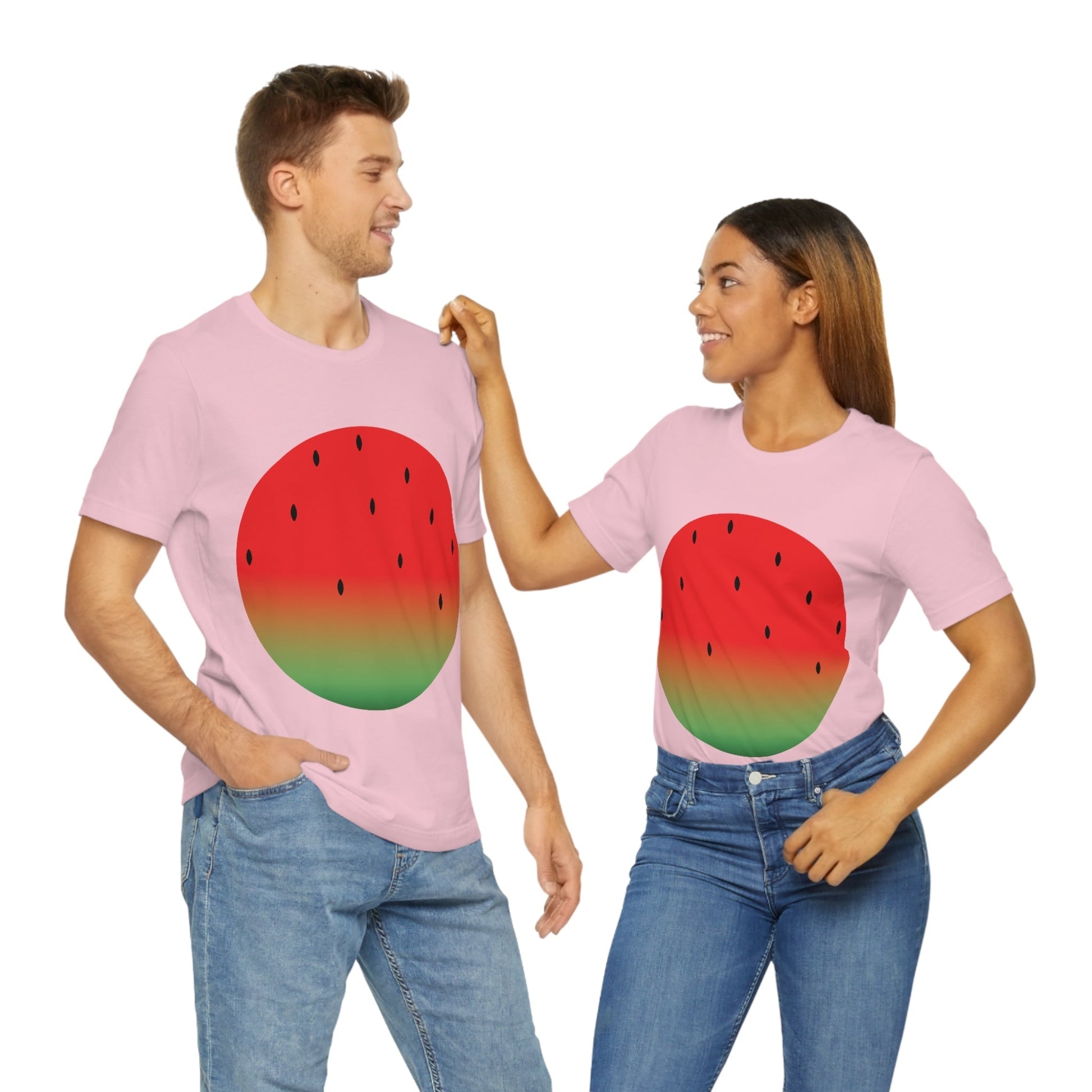 Watermelon Seeds Background Fruit Pattern Unisex Jersey Short Sleeve T-Shirt Ichaku [Perfect Gifts Selection]