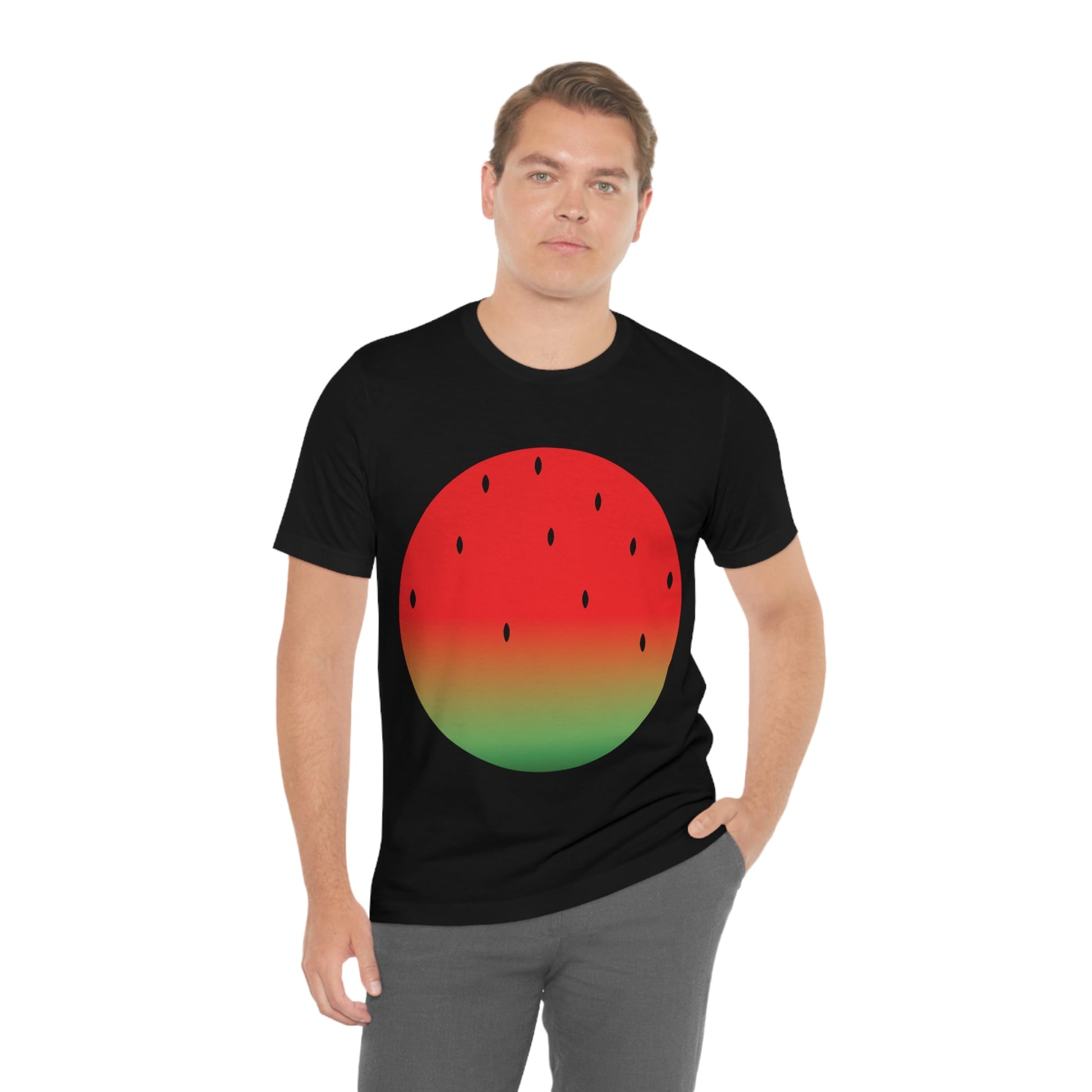 Watermelon Seeds Background Fruit Pattern Unisex Jersey Short Sleeve T-Shirt Ichaku [Perfect Gifts Selection]