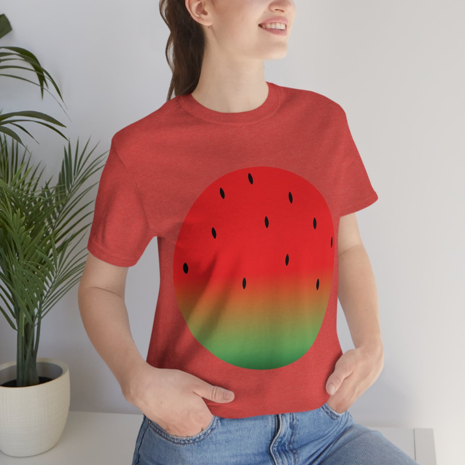 Watermelon Seeds Background Fruit Pattern Unisex Jersey Short Sleeve T-Shirt Ichaku [Perfect Gifts Selection]