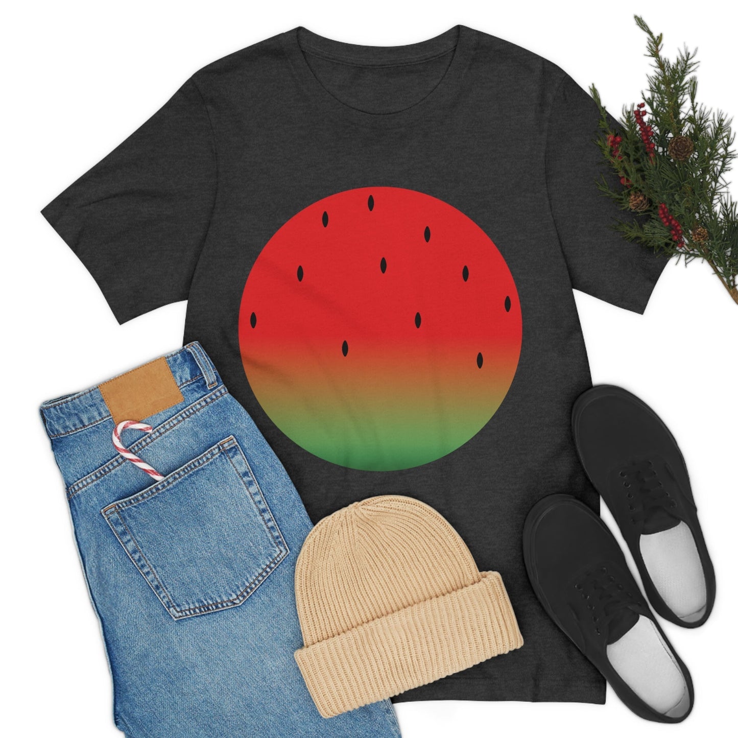 Watermelon Seeds Background Fruit Pattern Unisex Jersey Short Sleeve T-Shirt Ichaku [Perfect Gifts Selection]