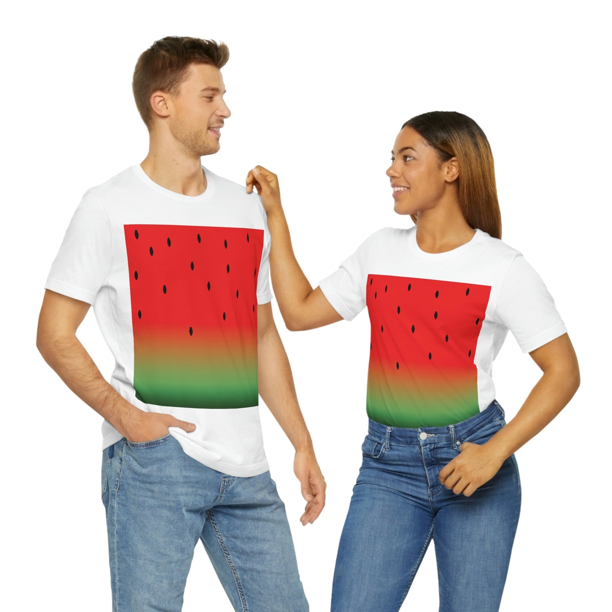 Watermelon Seeds Background Fruit Pattern Unisex Jersey Short Sleeve T-Shirt Ichaku [Perfect Gifts Selection]