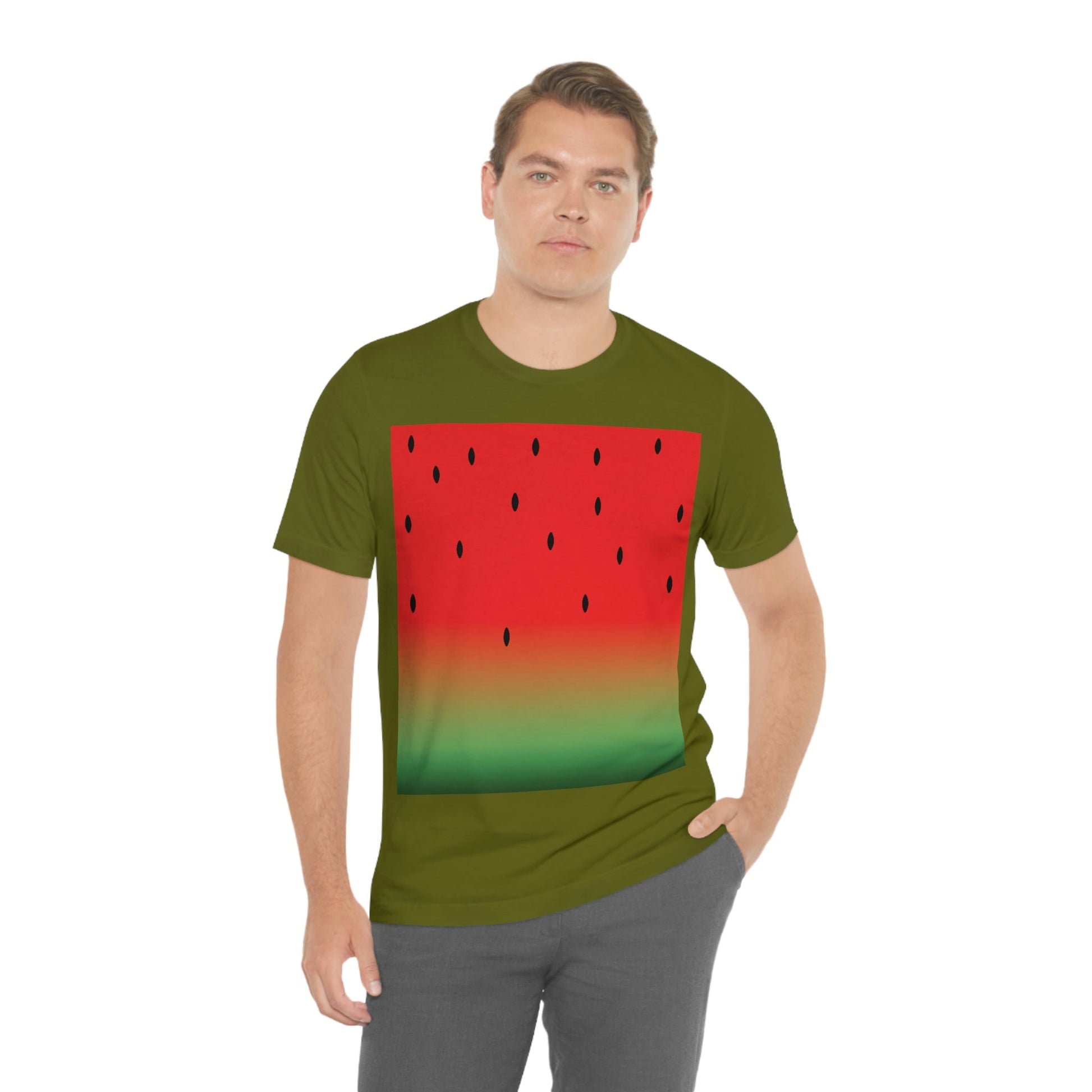 Watermelon Seeds Background Fruit Pattern Unisex Jersey Short Sleeve T-Shirt Ichaku [Perfect Gifts Selection]