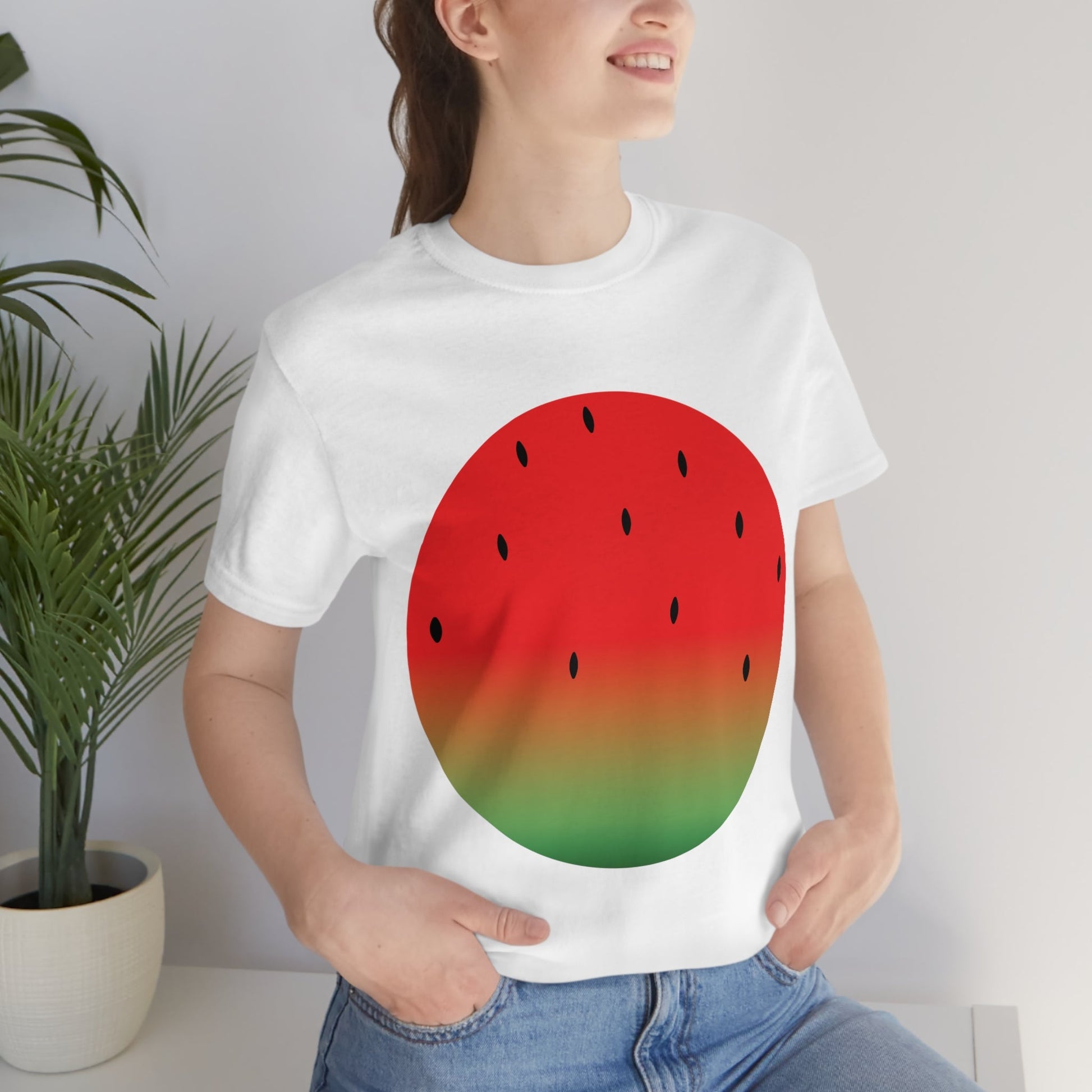 Watermelon Seeds Background Fruit Pattern Unisex Jersey Short Sleeve T-Shirt Ichaku [Perfect Gifts Selection]