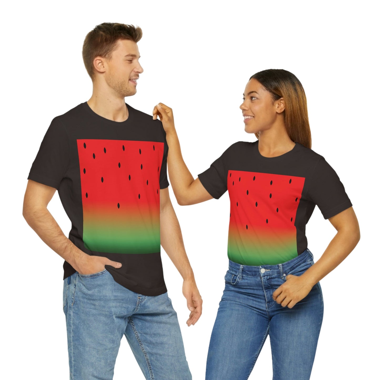 Watermelon Seeds Background Fruit Pattern Unisex Jersey Short Sleeve T-Shirt Ichaku [Perfect Gifts Selection]