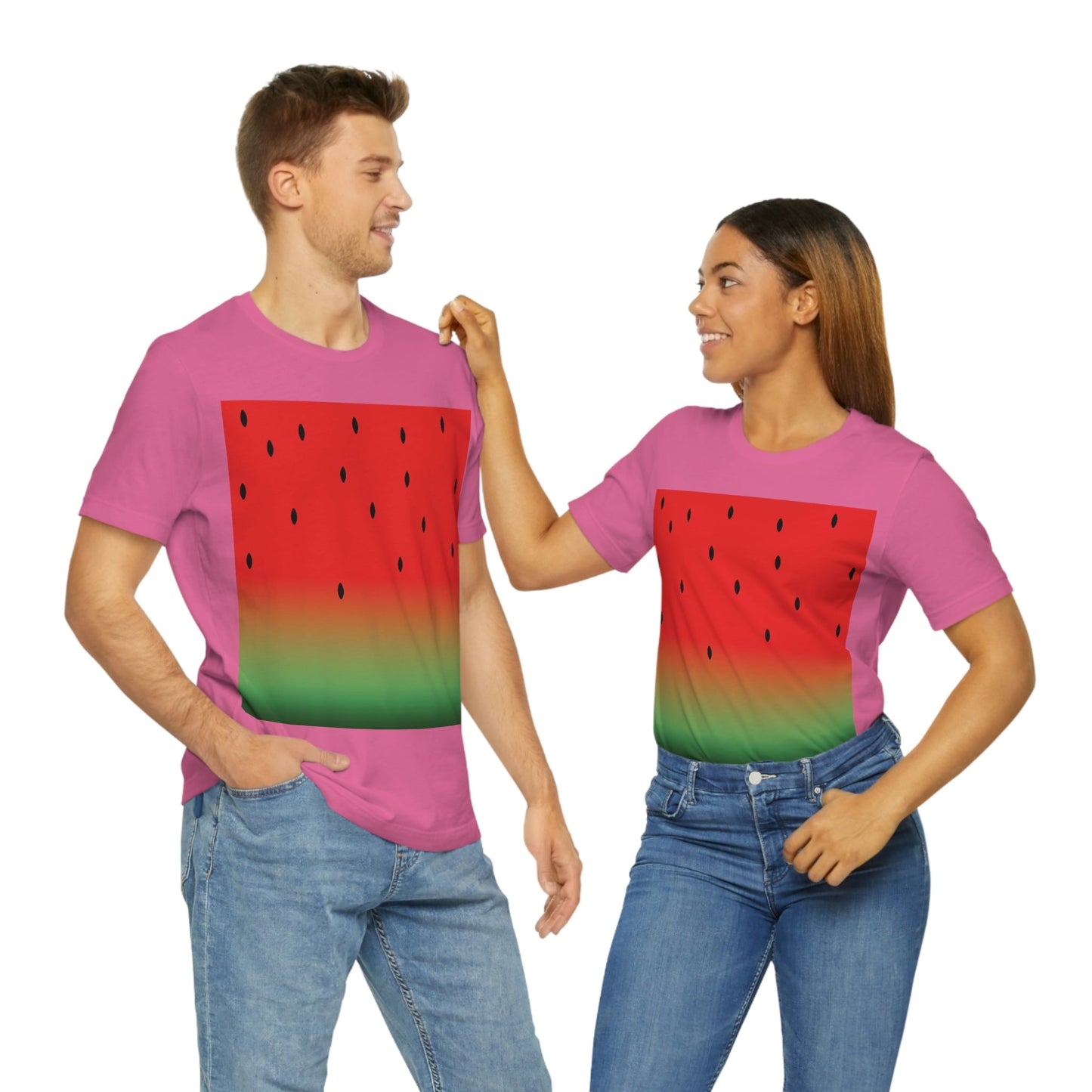 Watermelon Seeds Background Fruit Pattern Unisex Jersey Short Sleeve T-Shirt Ichaku [Perfect Gifts Selection]